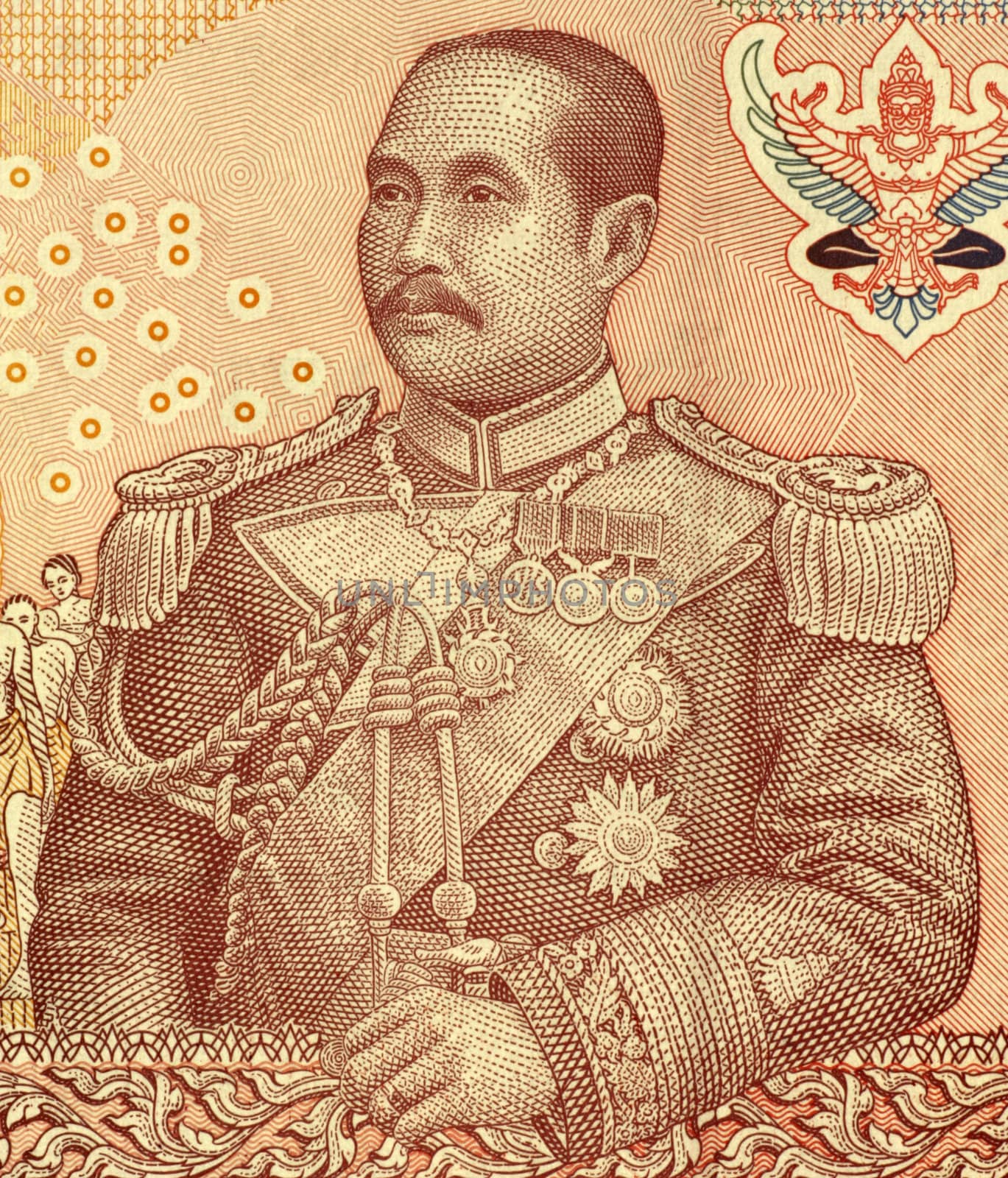 Chulalongkorn (1853-1910) on 100 Bhat 2005 Banknote from Thailand. Fifth monarch of Siam under the House of Chakri. 