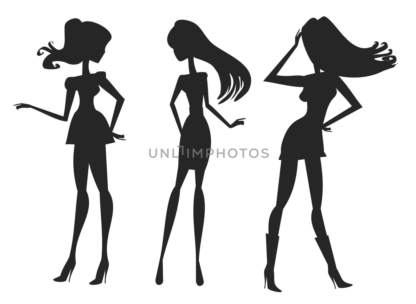 Vector fashion shopping girls silhouettes