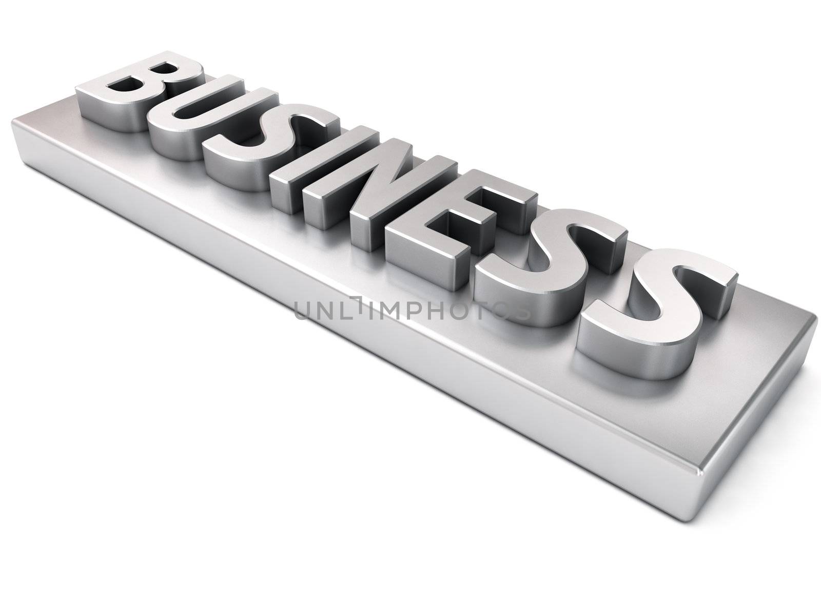 Business, metal letters with a shadow on a light background