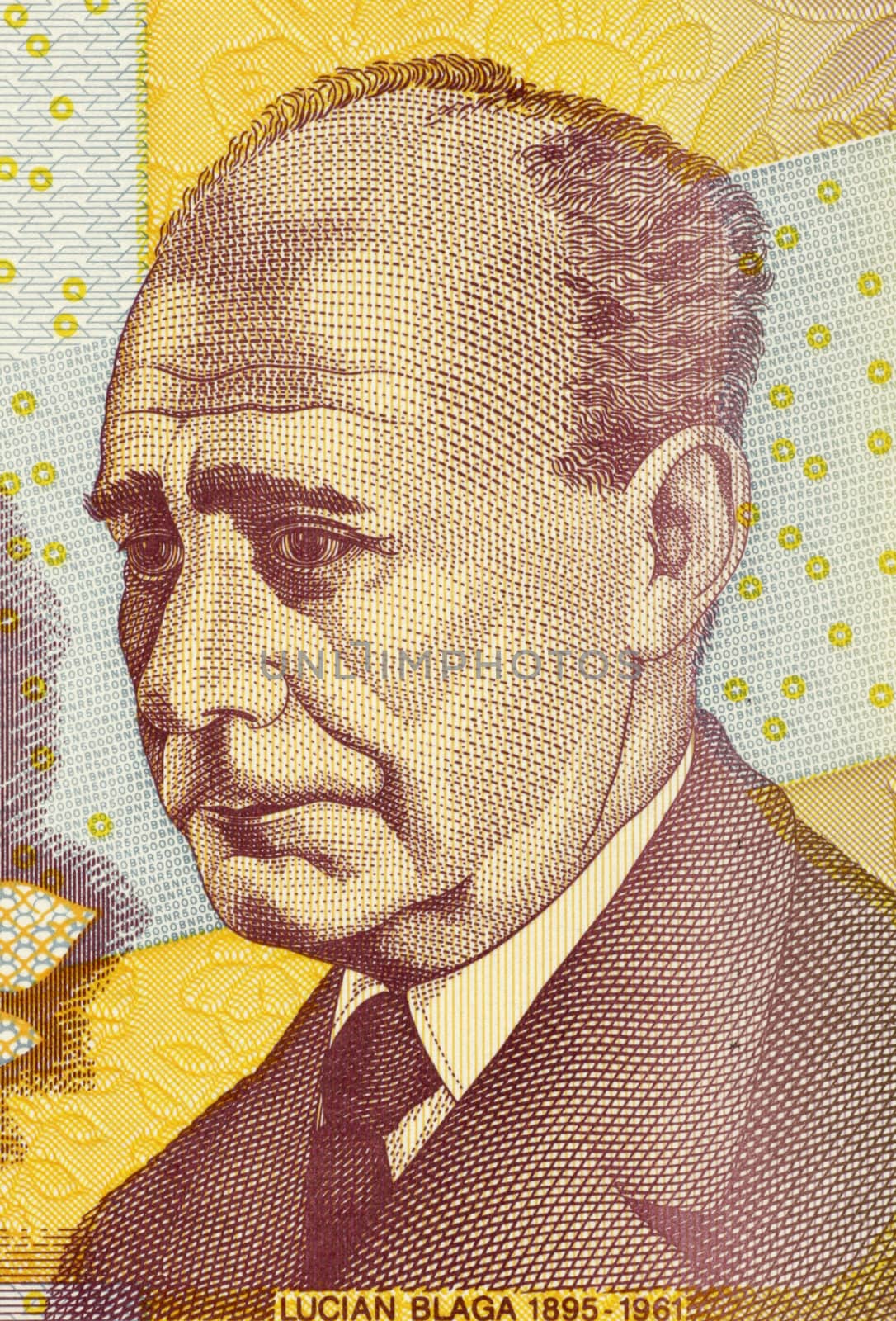 Lucian Blaga (1895-1961) on 5000 Lei 1998 Banknote from Romania. Romanian philosopher, poet and playwright.