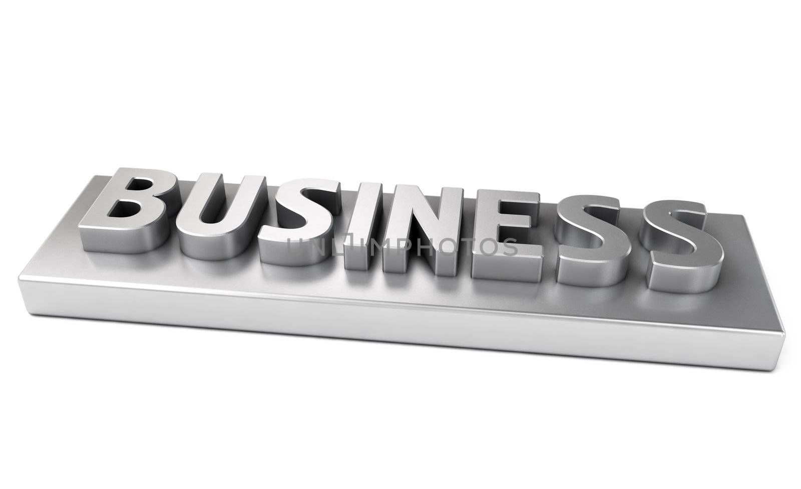 Business, metal letters with a shadow on a light background