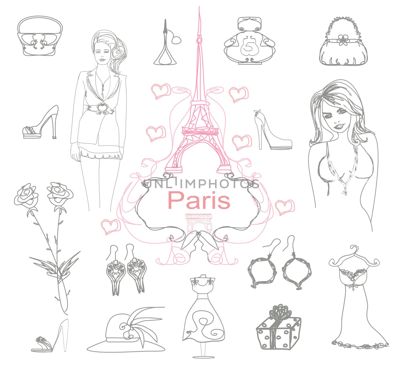 Paris doodles set