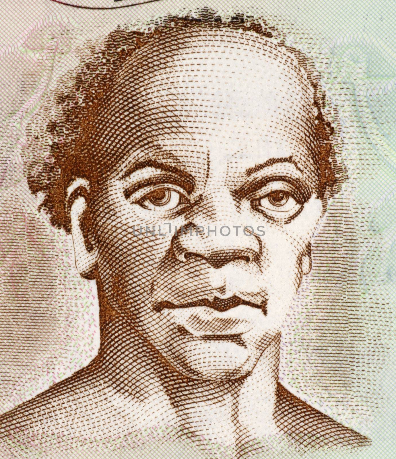 Samuel Sharpe (1801-1832) on 50 Dollars 2009 Banknote from Jamaica. Slave leader behind the Jamaican Baptist War slave rebellion.