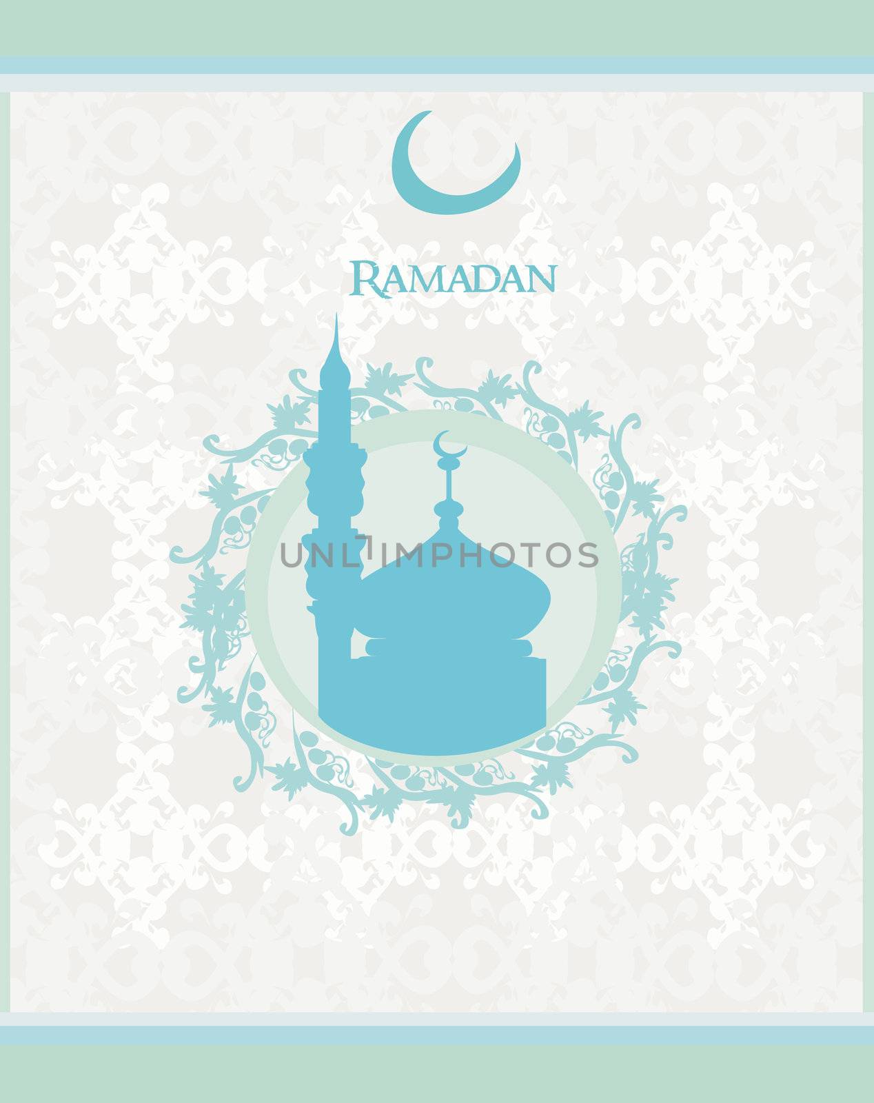 Ramadan background - mosque silhouette vector card