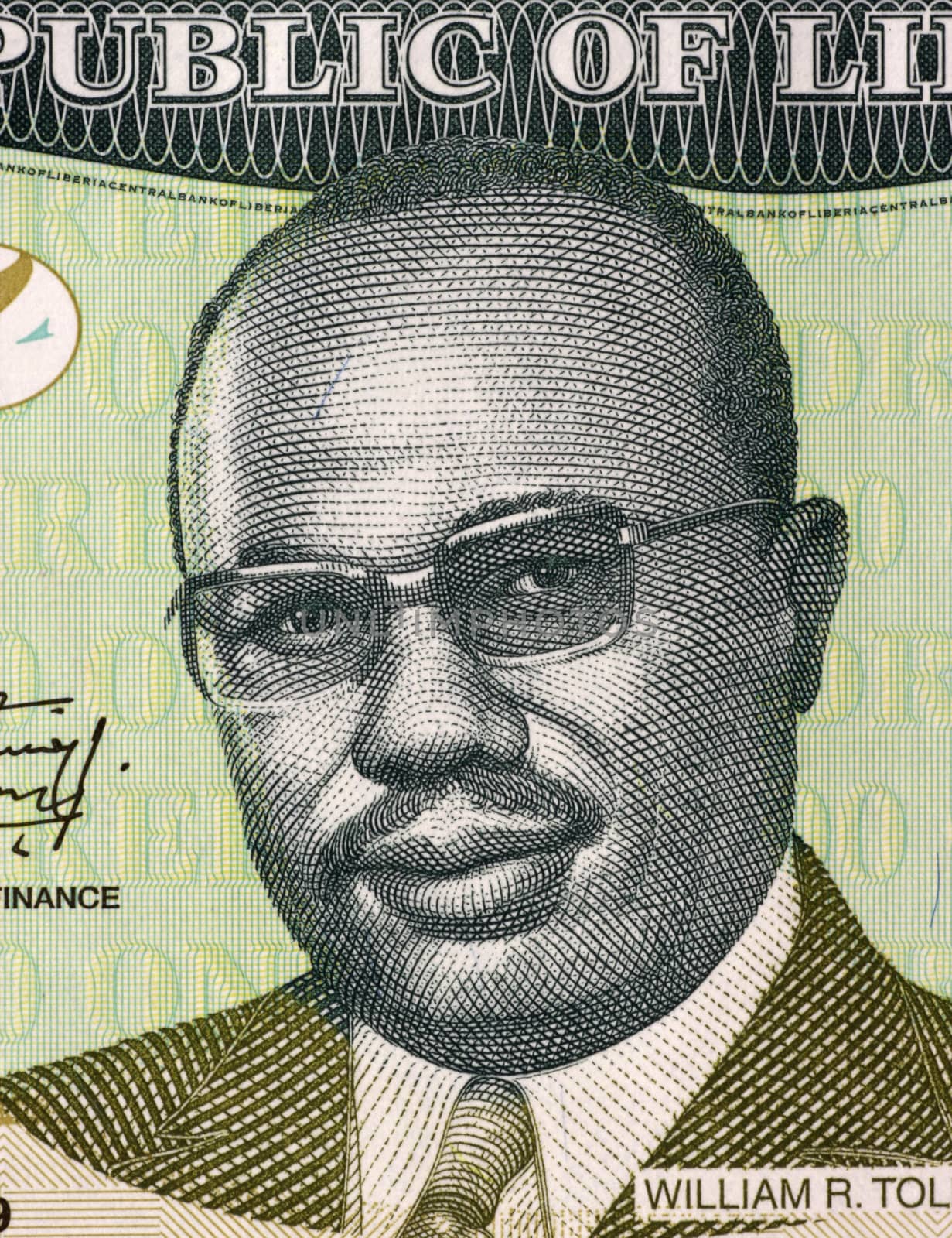 William Tolbert Jr. (1913-1980) on 100 Dollars 2009 Banknote from Liberia. 20th President of Liberia during 1971-1980.