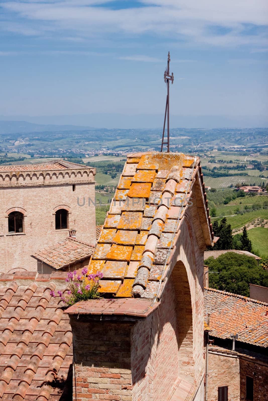 A small roof in an italian town in a sunny morning
