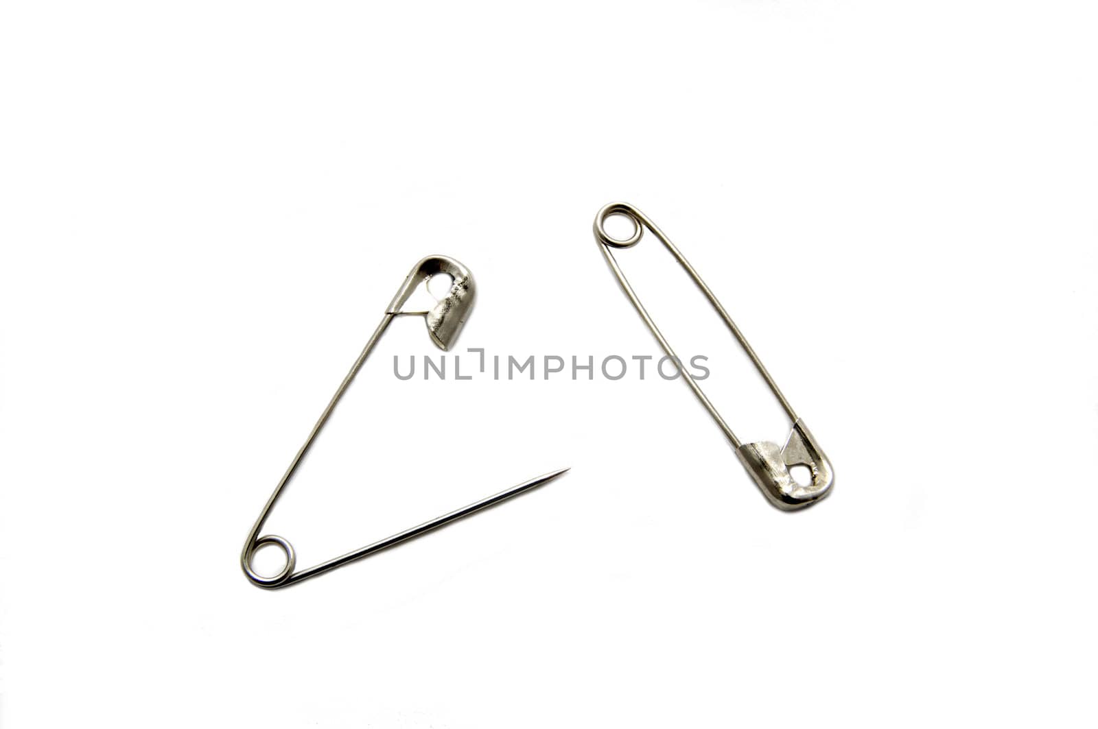 two safety pin on a white background