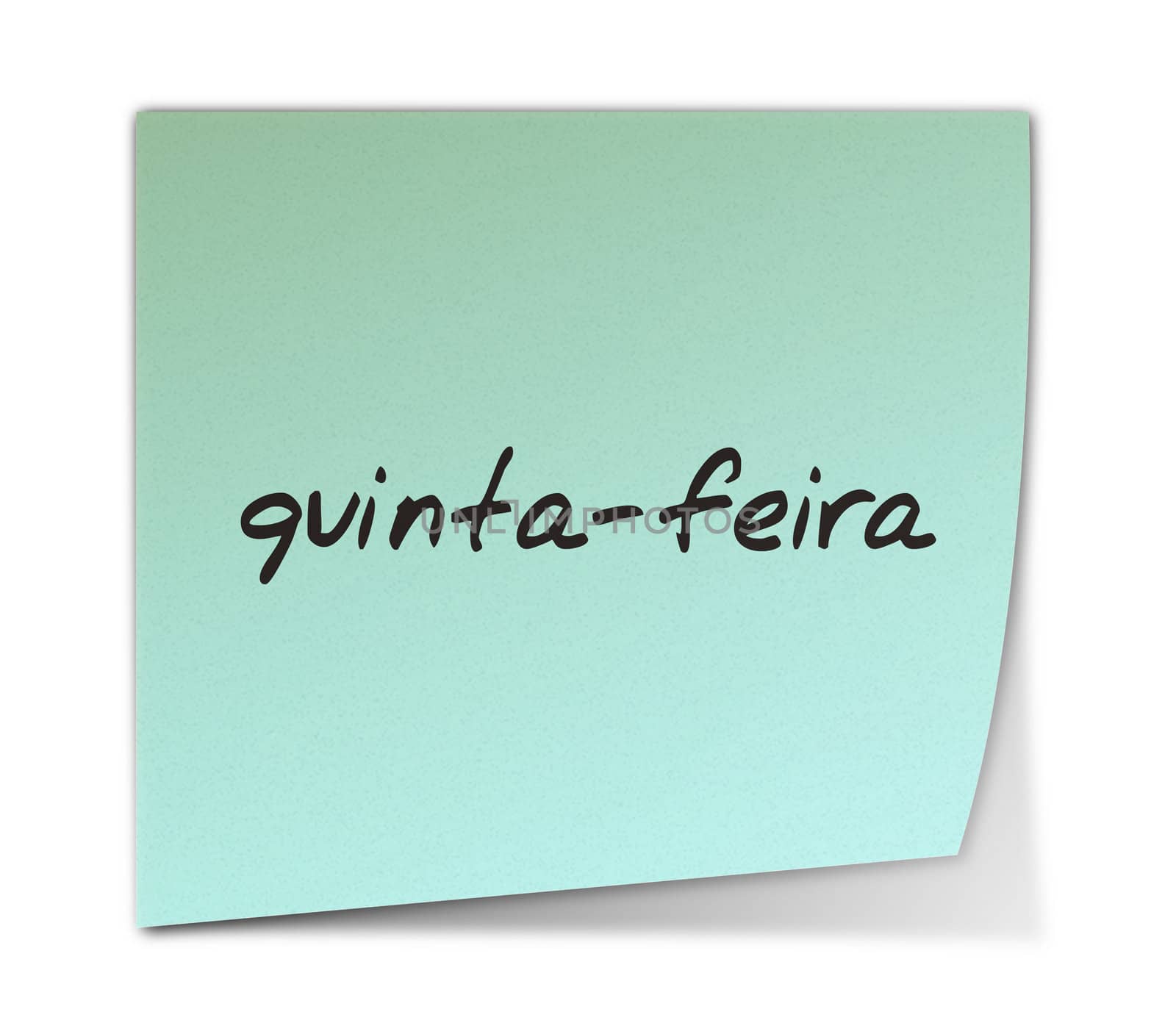 Color Paper Note With Thursday Text in Portuguese (jpeg file has clipping path)