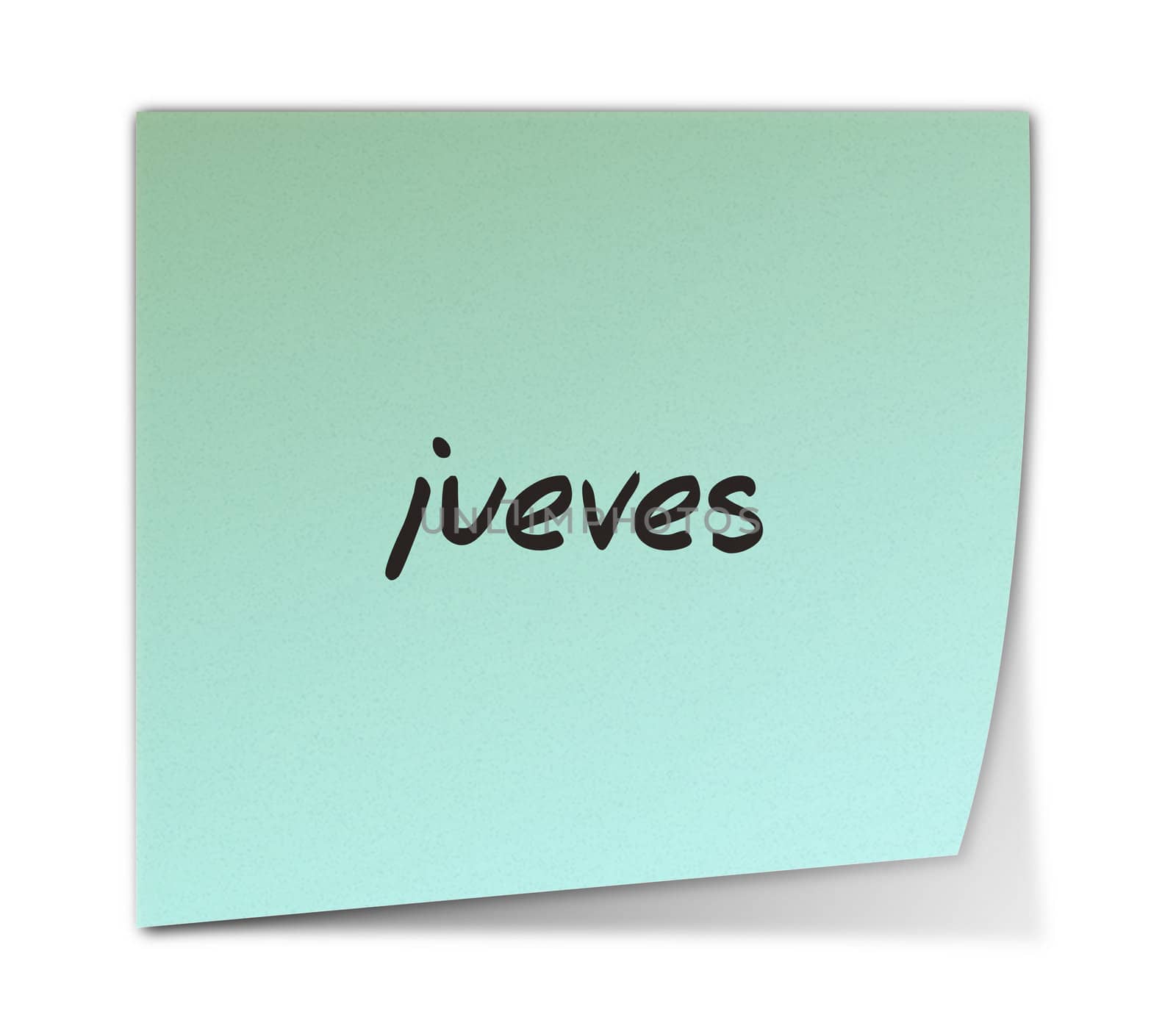 Color Paper Note With Wednesday Text in Spanish (jpeg file has clipping path)