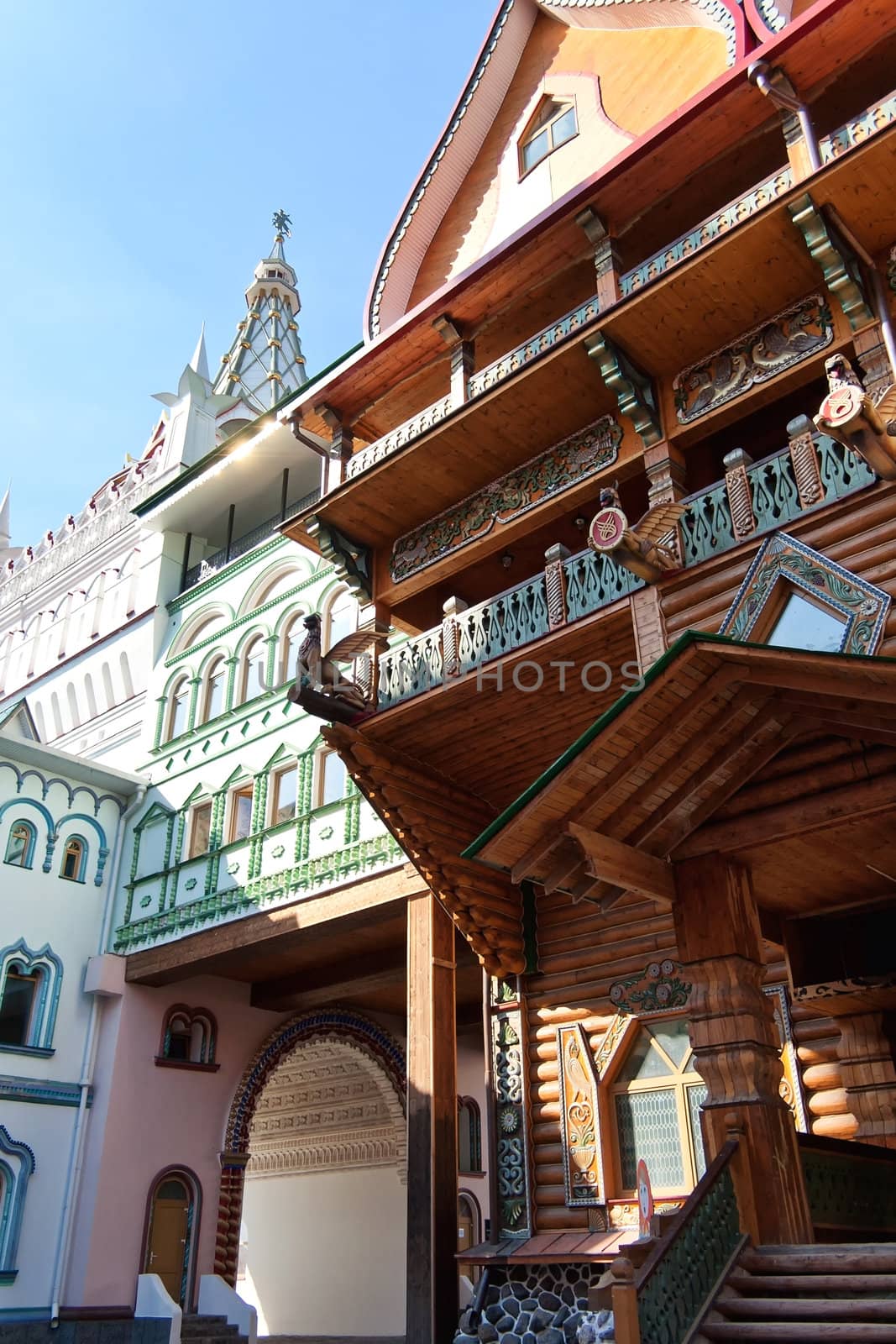 Wooden part of Izmailovsky Kremlin, Moscow, Russia