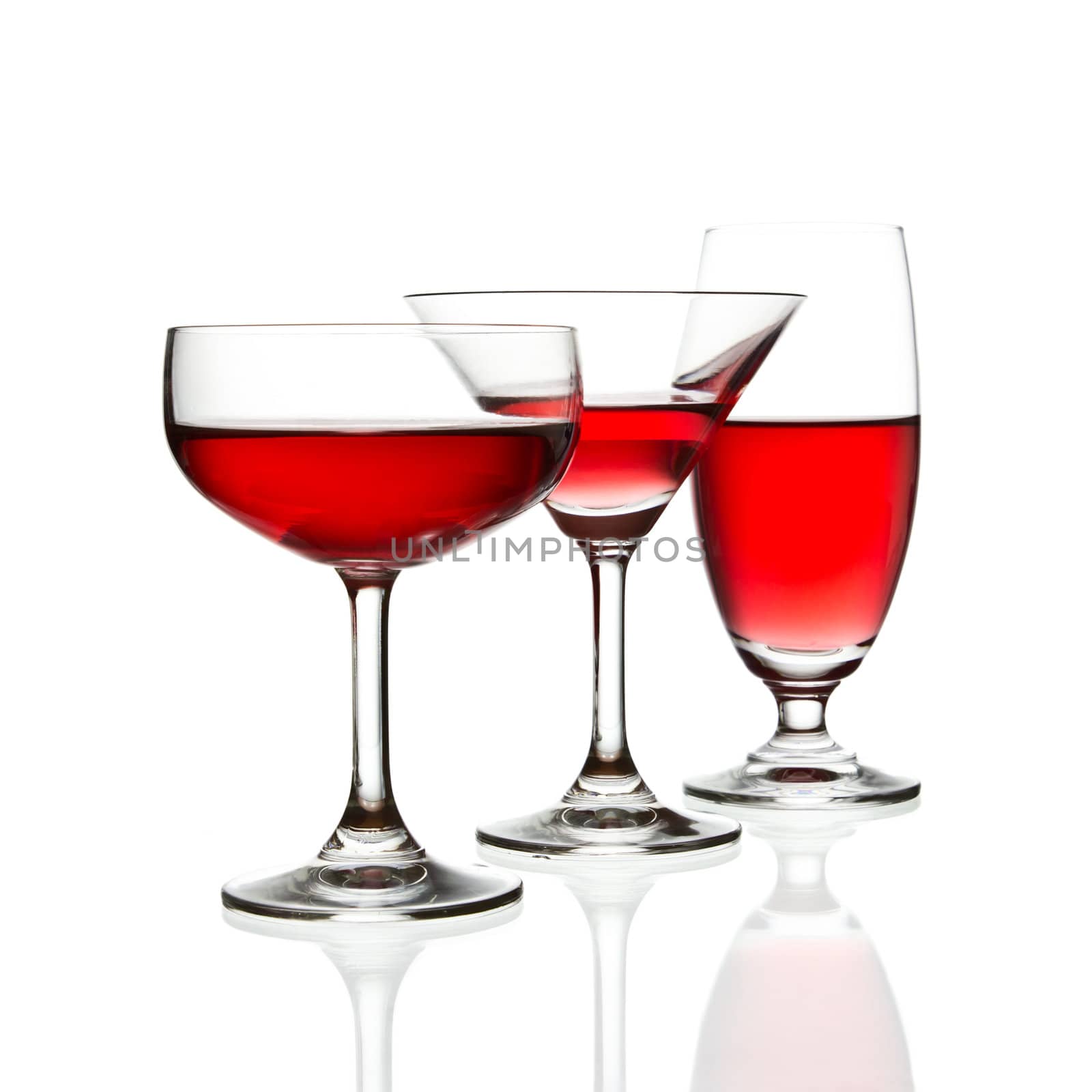 wine glass and red wine isolated