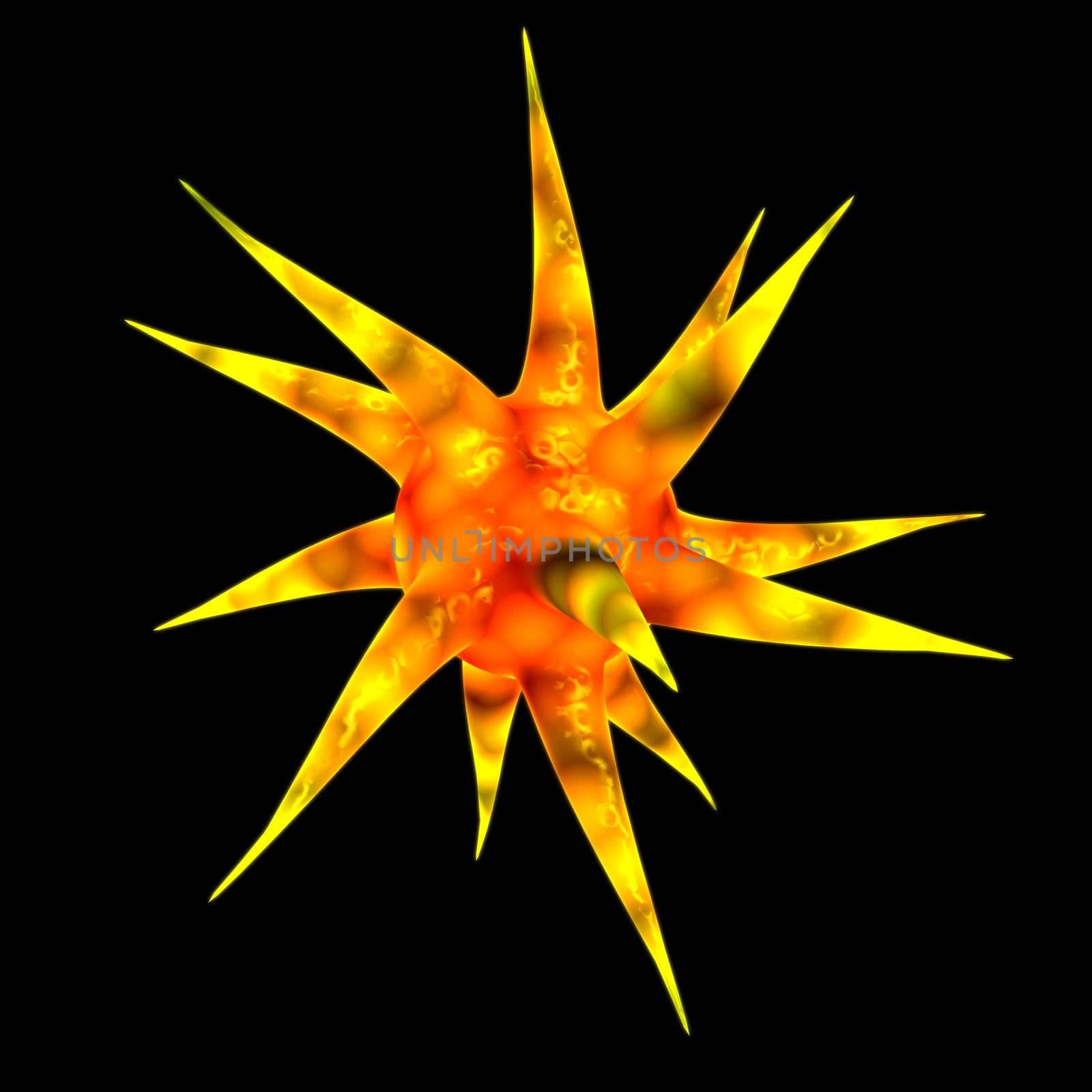 Glowing virus over black background