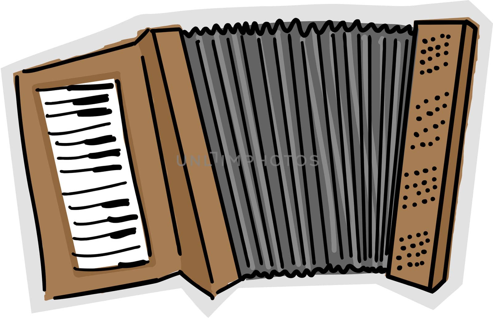 Color sketch of an accordion over white background