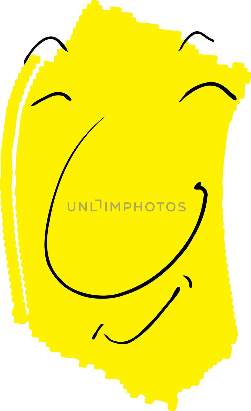 Smiling happy face over yellow and white background
