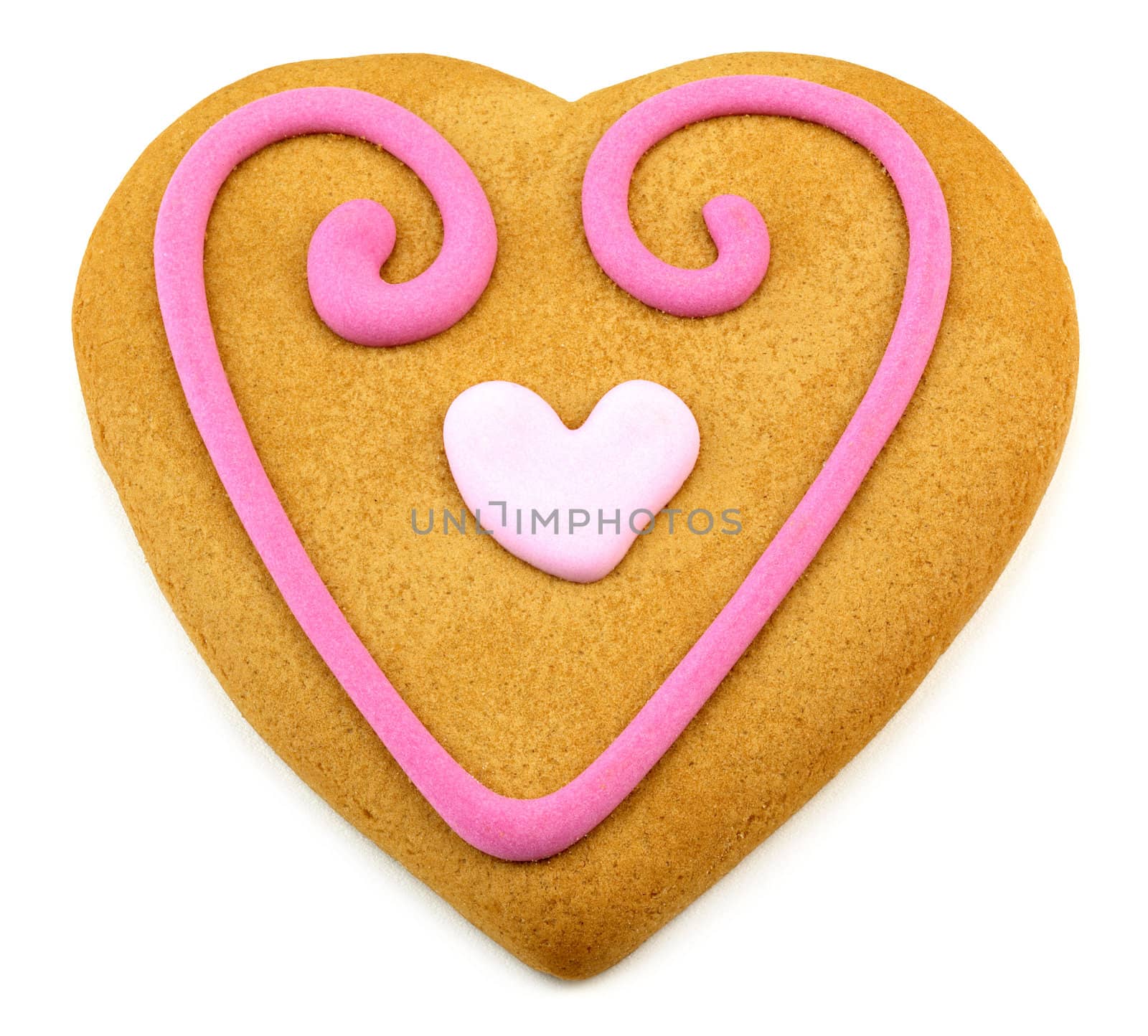 heart shaped cookie with a pink frosting decorations by BartKowski
