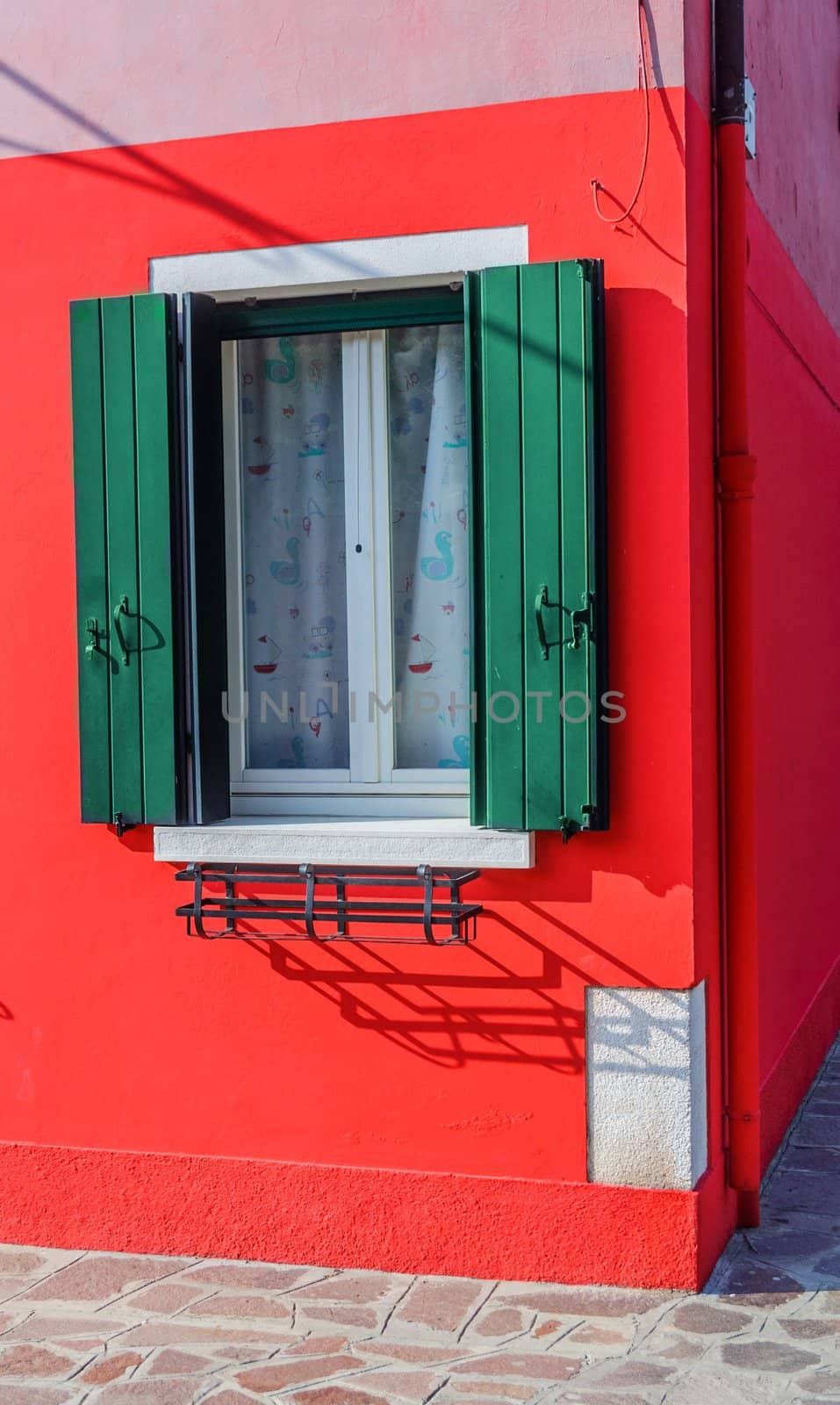 Windows colorful houses of Burano, Venice, Italy