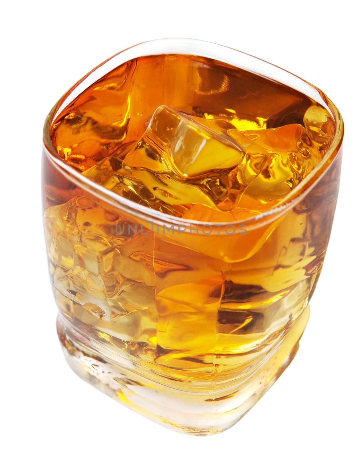 Whiskey on the rocks.  Isolated with clipping path.