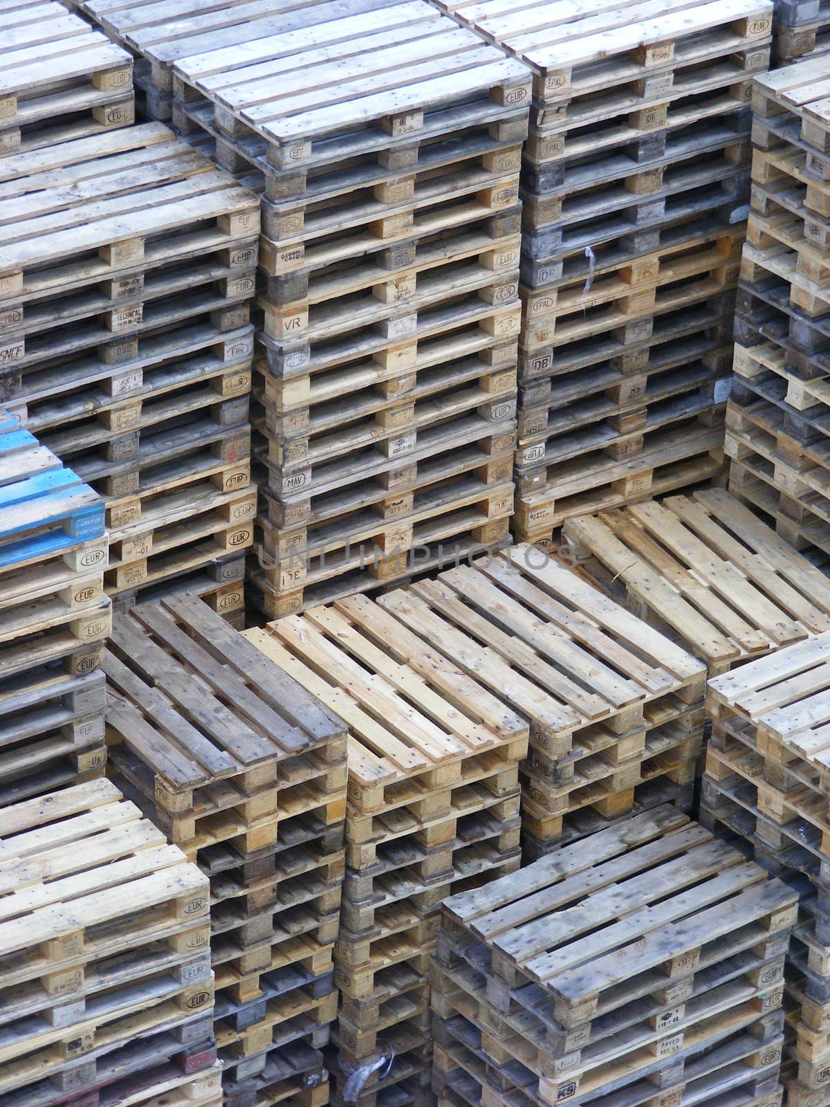 photo of lots of wooden pallets