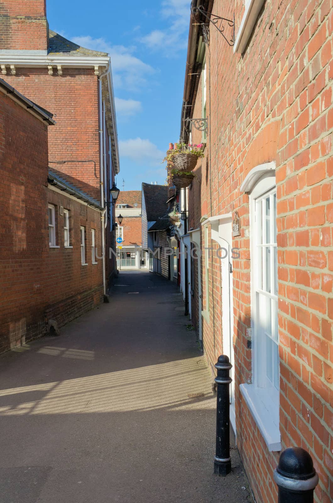 Gatefield lane in Faversham Kent.A narrow alleyway leading to the high street
