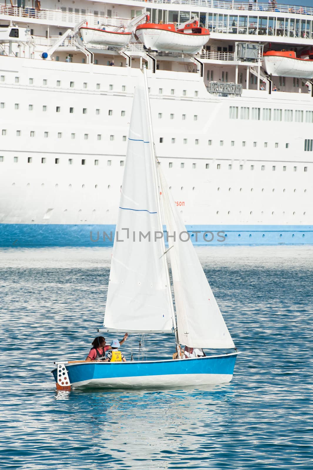 LAS PALMAS, SPAIN – MARCH 11: Unidentified sailors from Canary Islands, sailing during Boat and Marine Expo FIMAR 2012 on March 11, 2012 in Las Palmas, Spain
