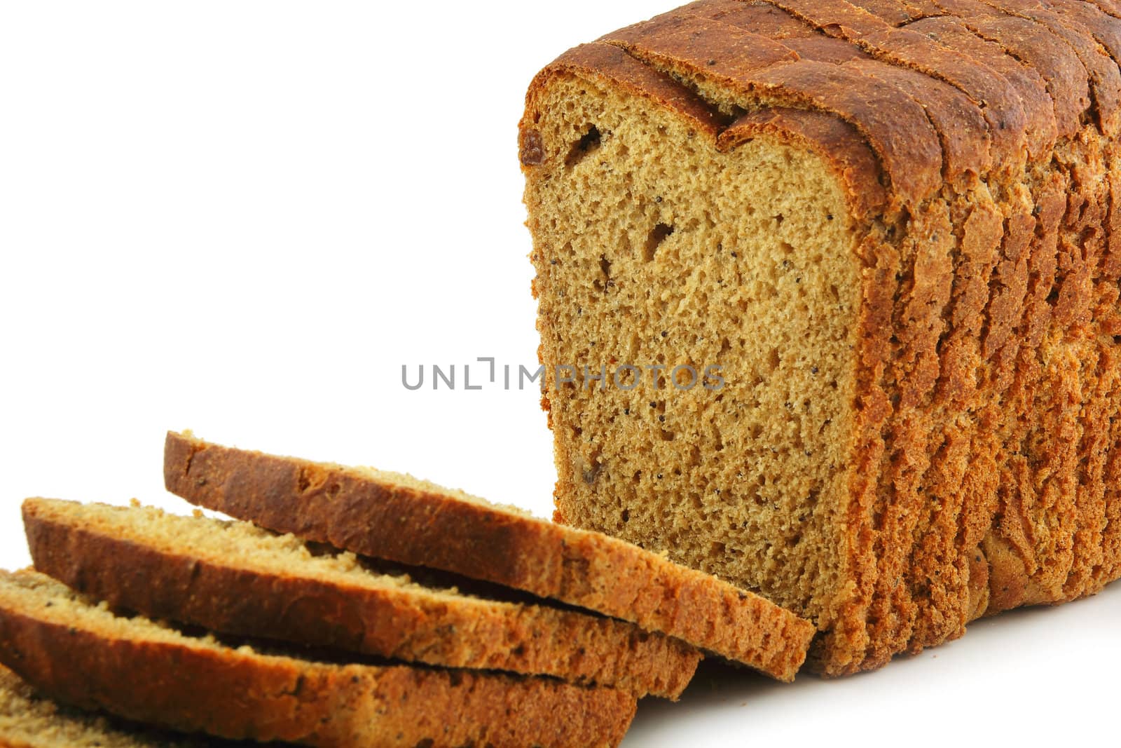 Close-up of Whole Wheat Bread Isolated by alphacell