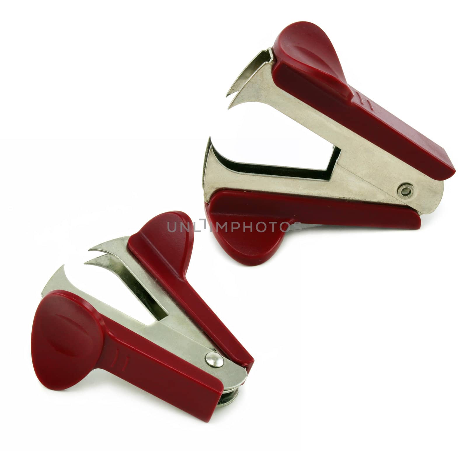 Two antistaplers isolated on a white background