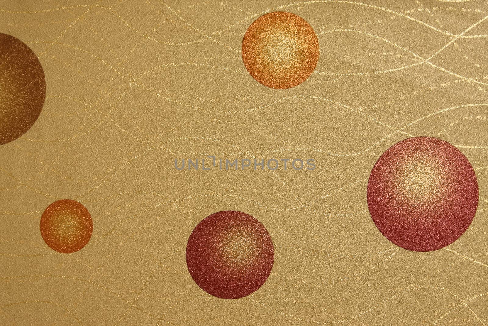 Abstract background with circle in red orange and  gold stripes