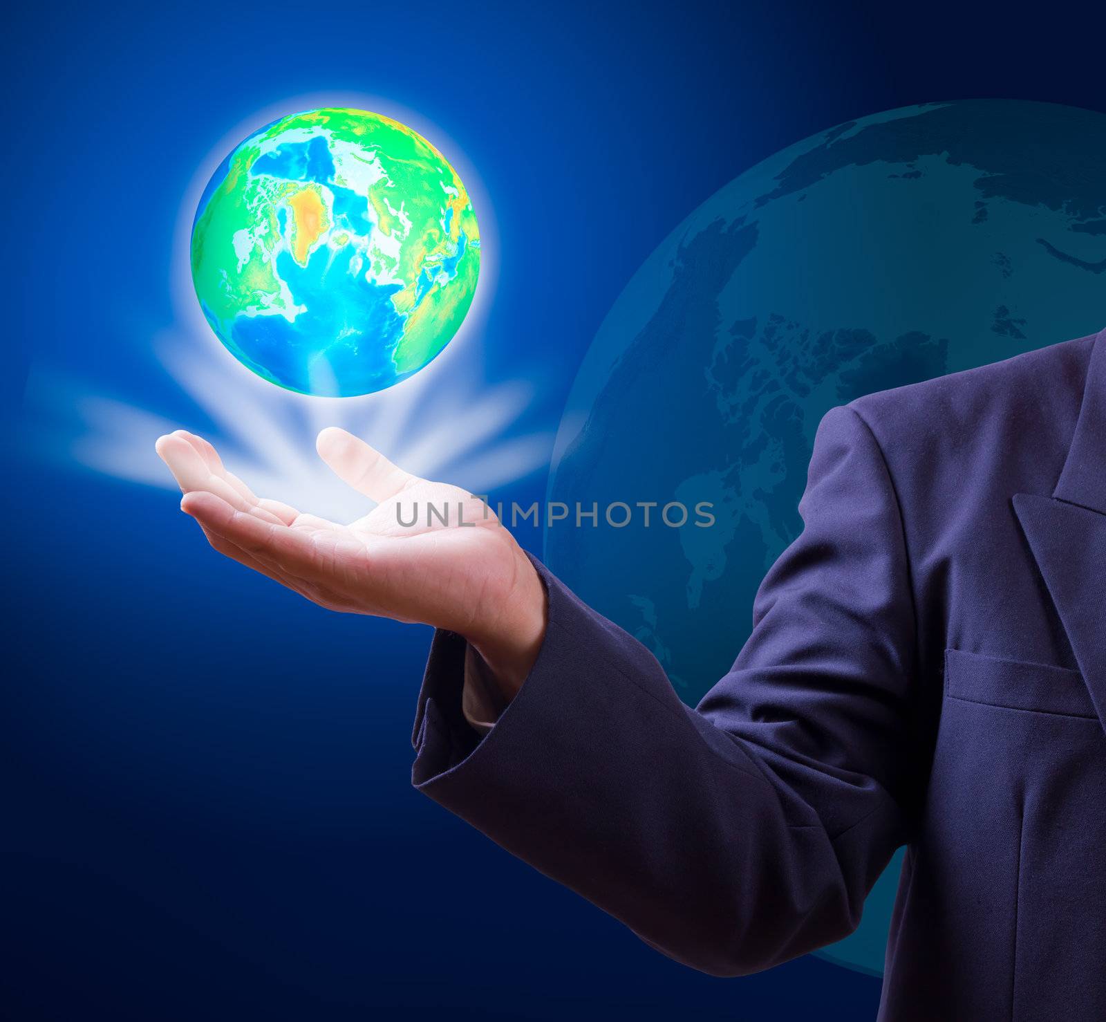 earth globe in hand by tungphoto