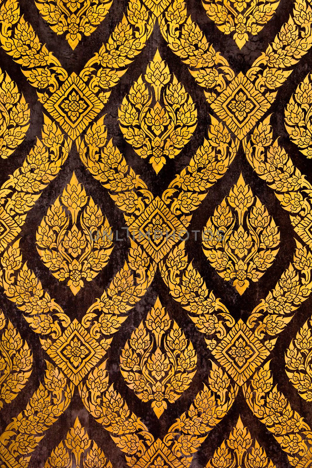 traditional thai style gold painting  by tungphoto