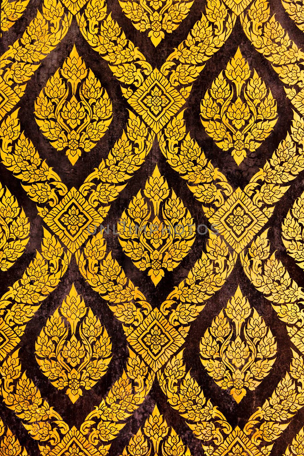 traditional thai style gold painting  by tungphoto