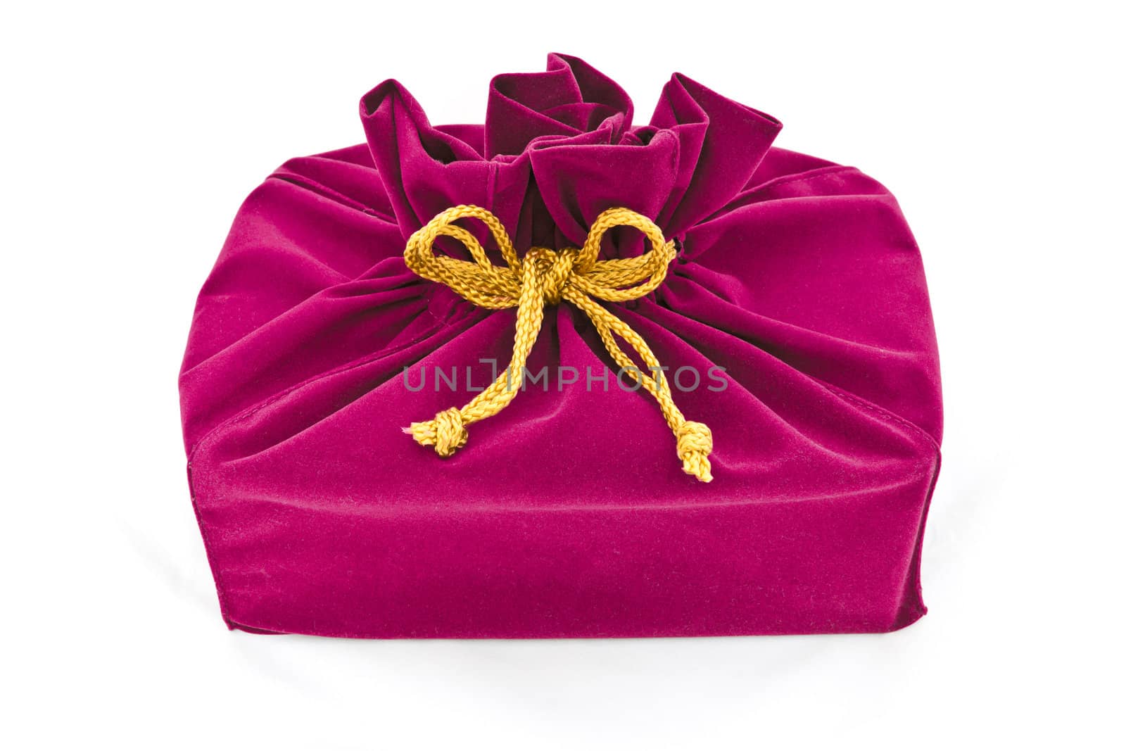 pink fabric gift bag isolated by tungphoto
