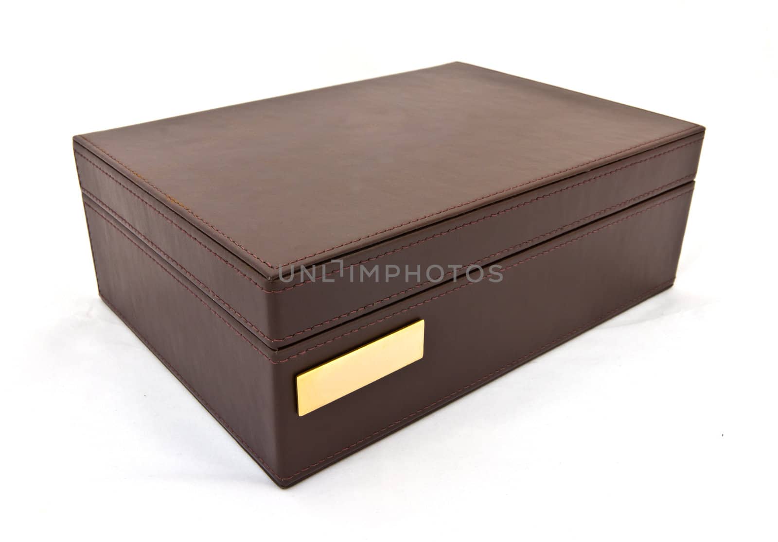 brown leather box on white background by tungphoto
