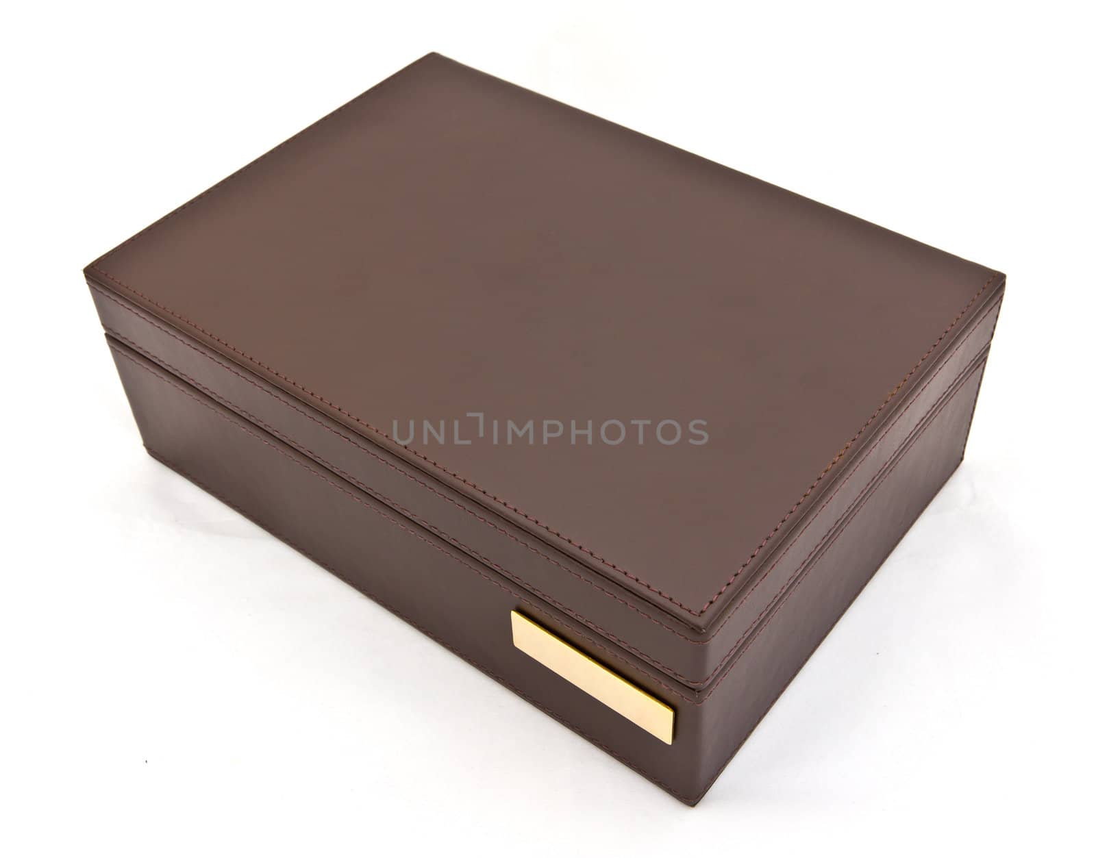 brown leather box isolated on white background