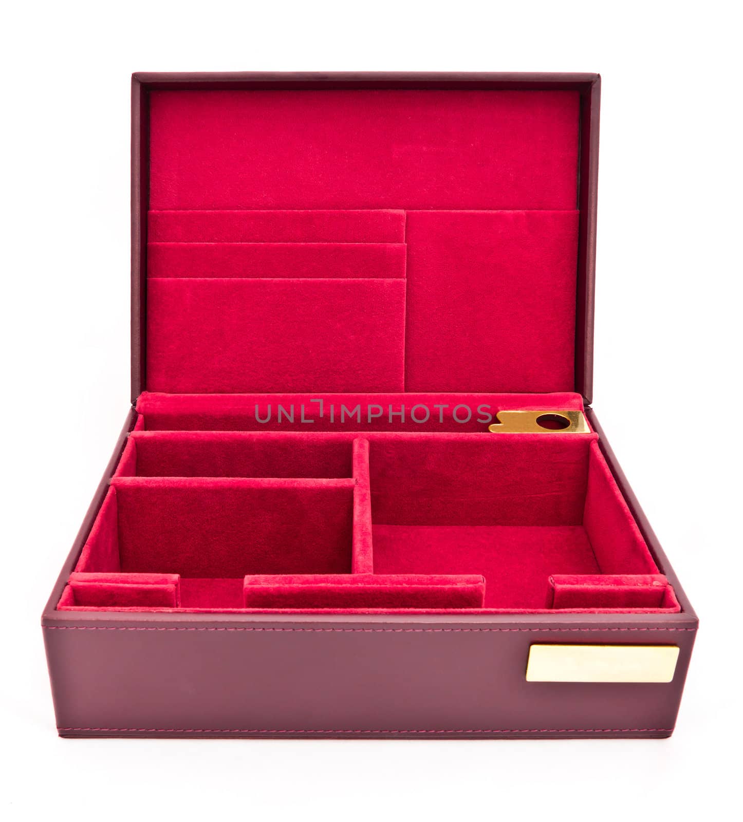 red leather box isolated on white background