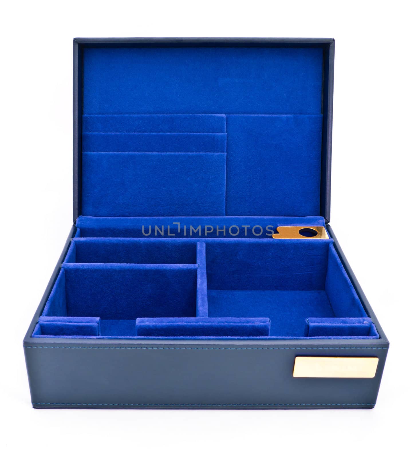 blue leather box isolated on white background