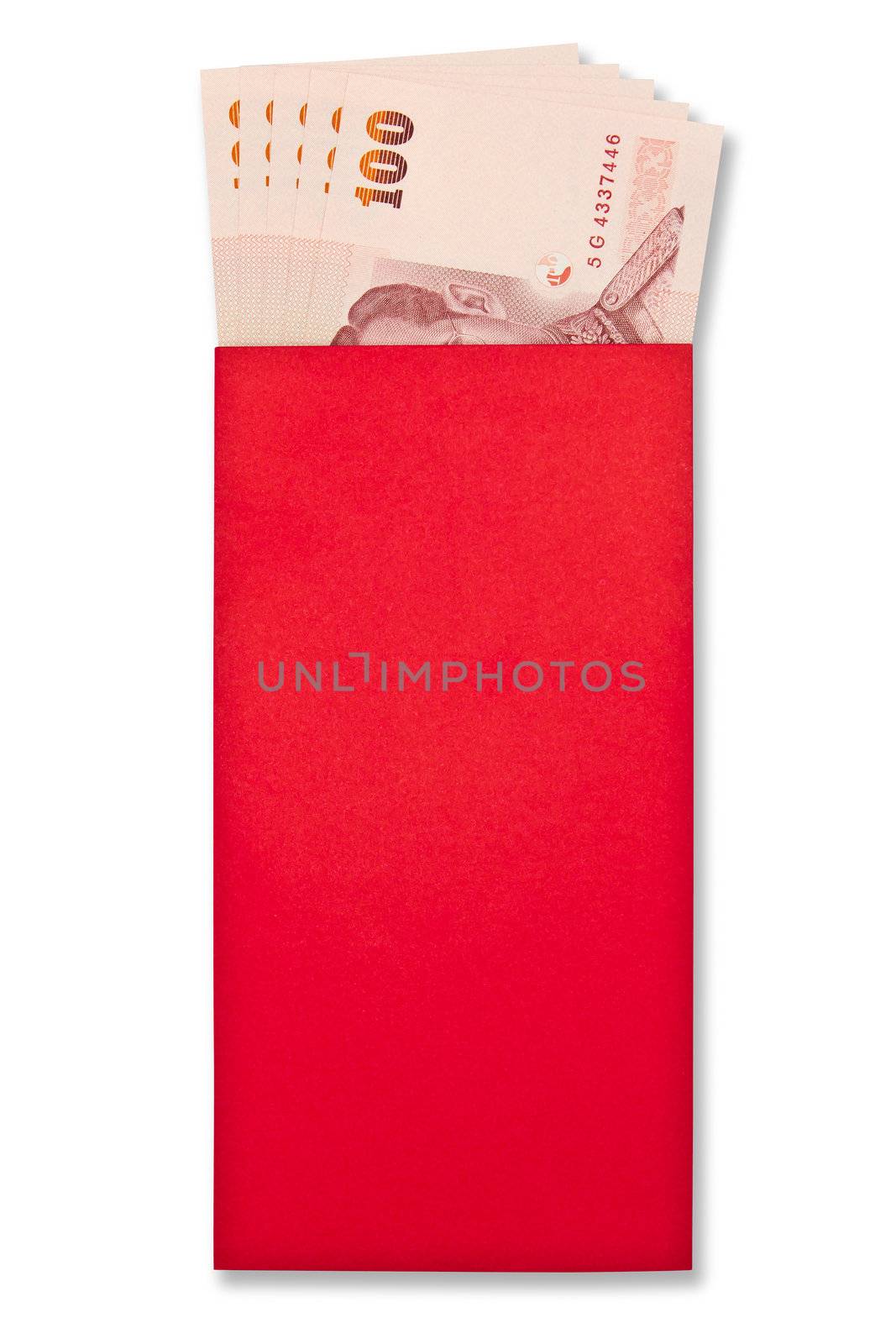 money in red envelope for give to people on chinese new year by tungphoto
