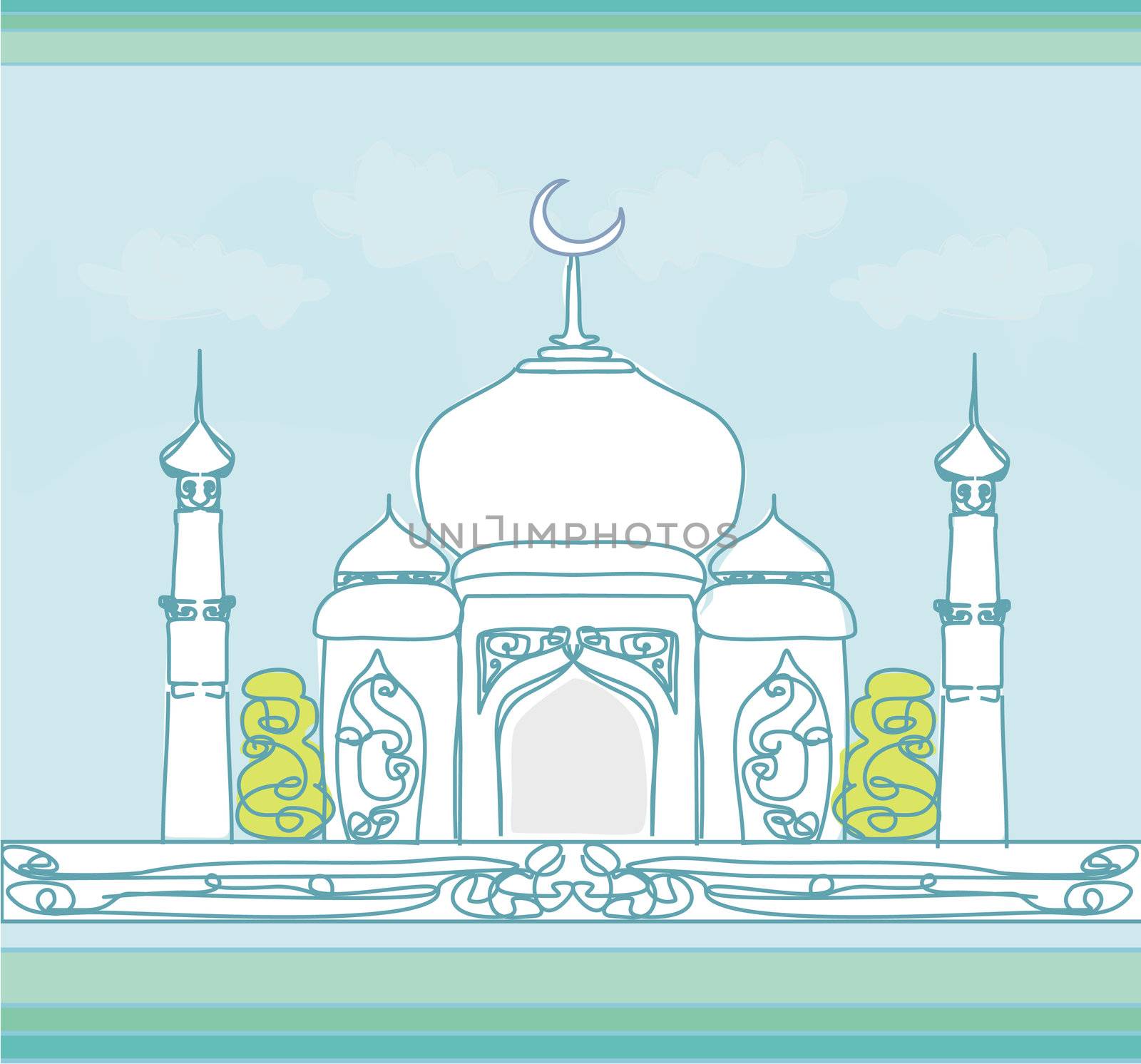 Ramadan background - mosque silhouette vector card