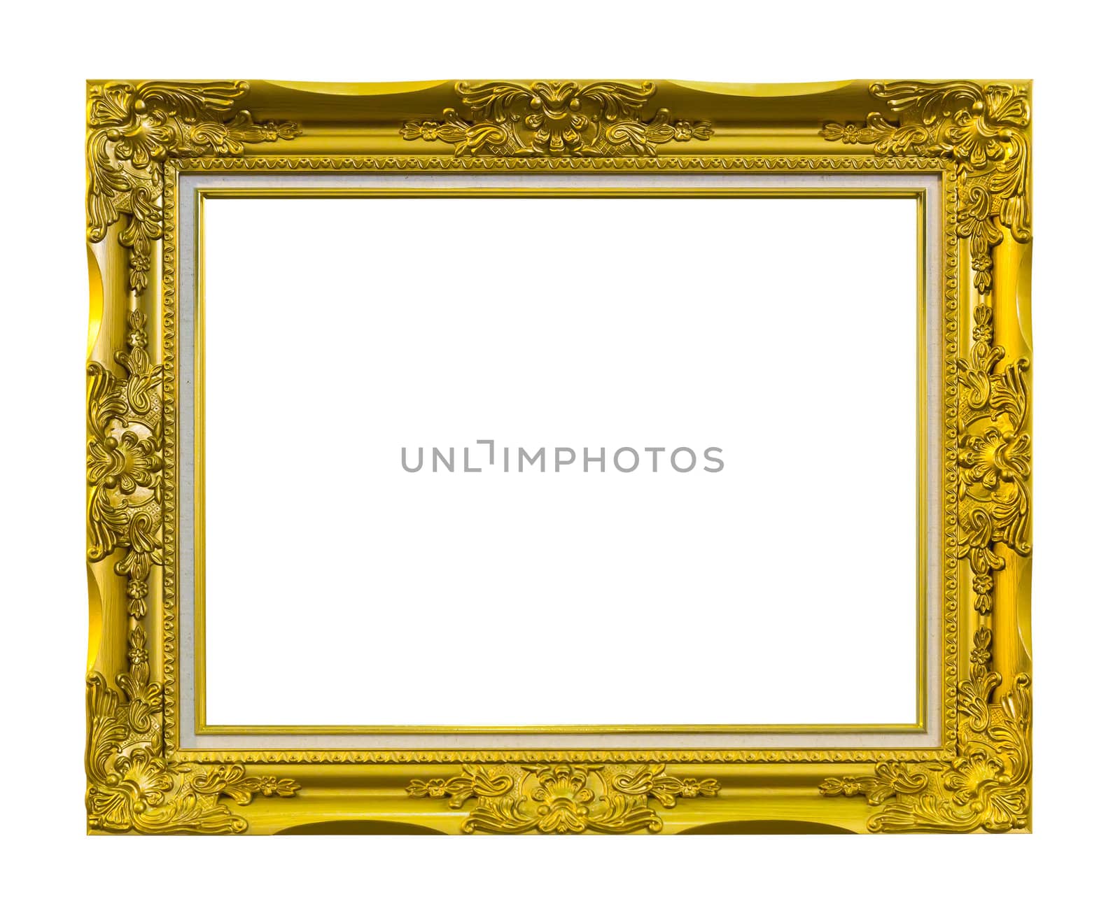 frame of golden wood isolated with clipping path