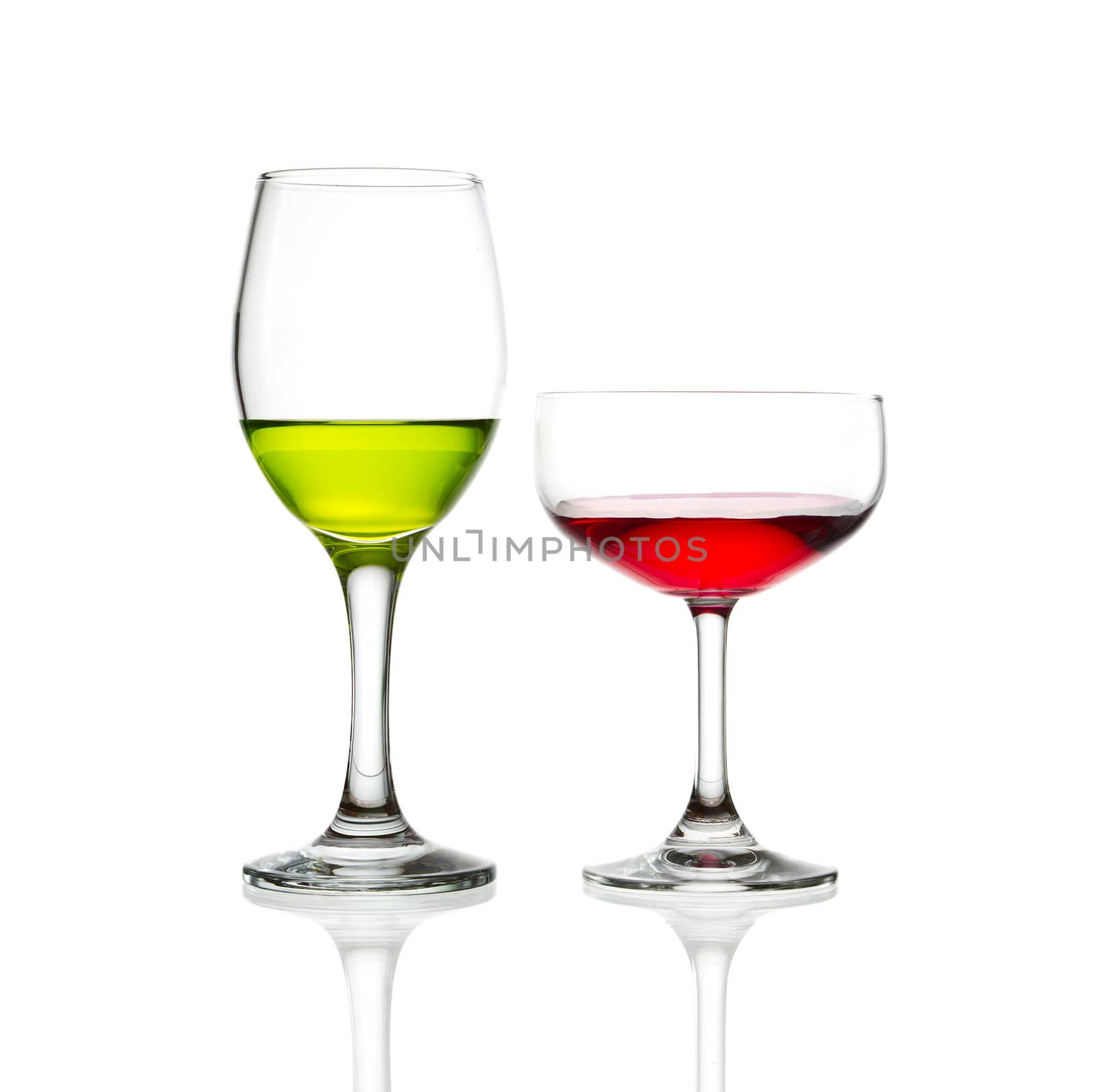 wine glass green and red cocktail isolated by tungphoto