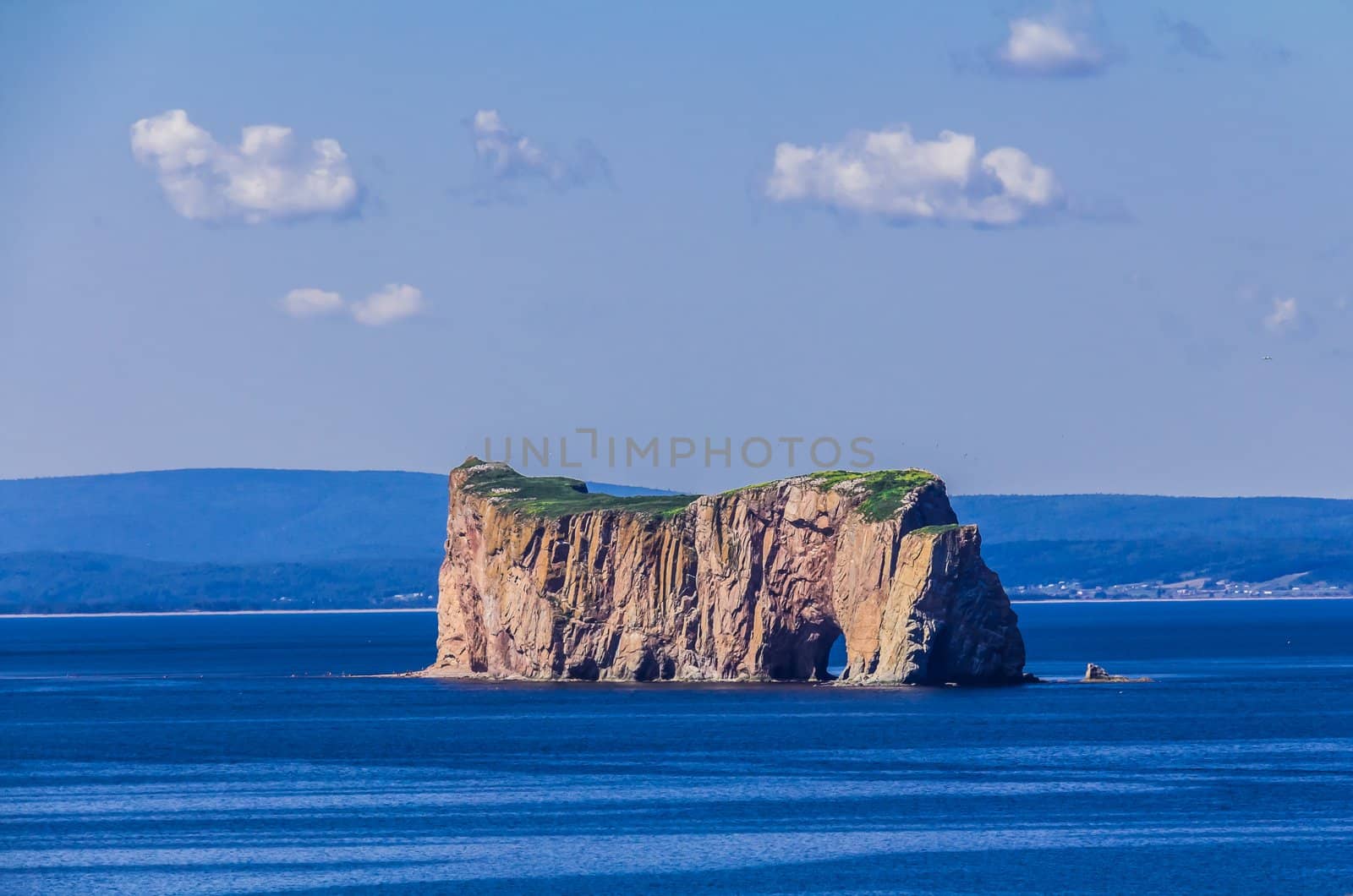 Perce Rock in Saint Lawrence river in Gaspesie, Quebec, Canada