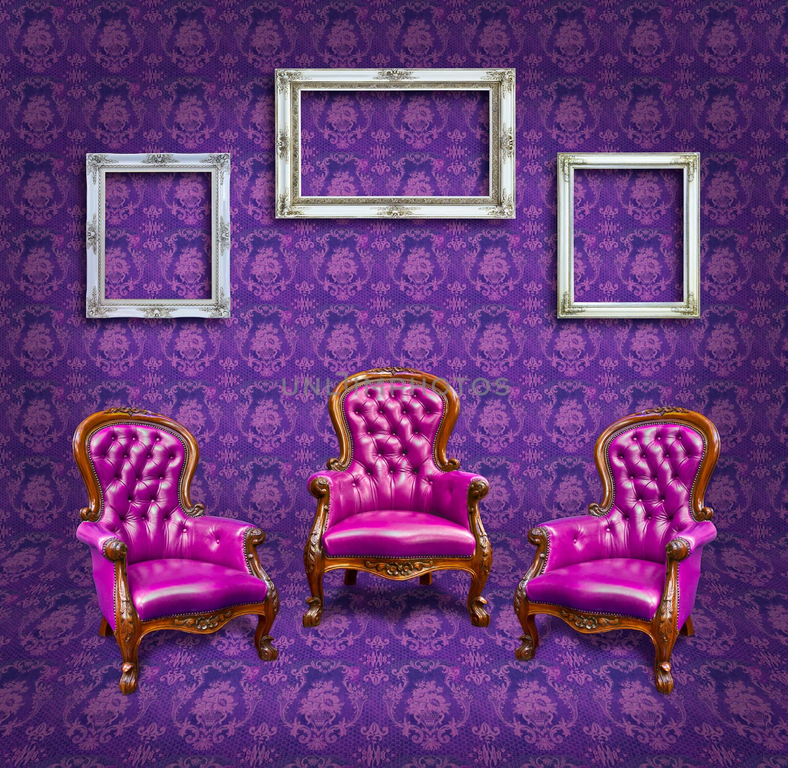armchair and frame in purple room by tungphoto