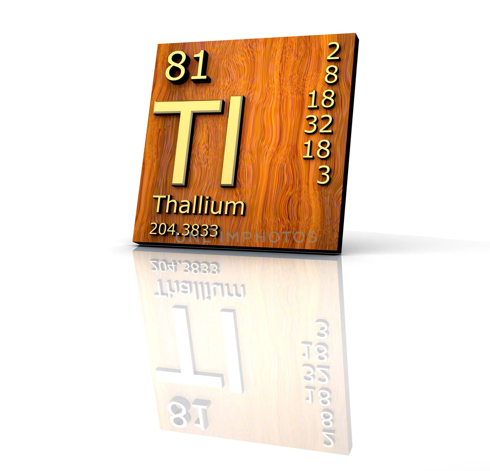 Thallium form Periodic Table of Elements - wood board - 3d made