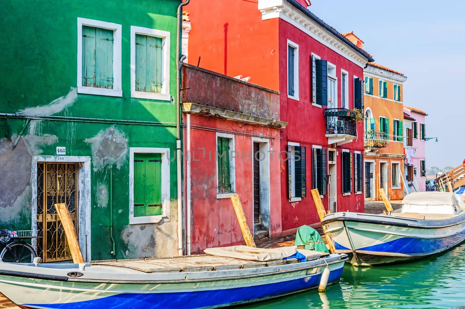 Panorama of the colorful houses Burano. Venice. Italy.