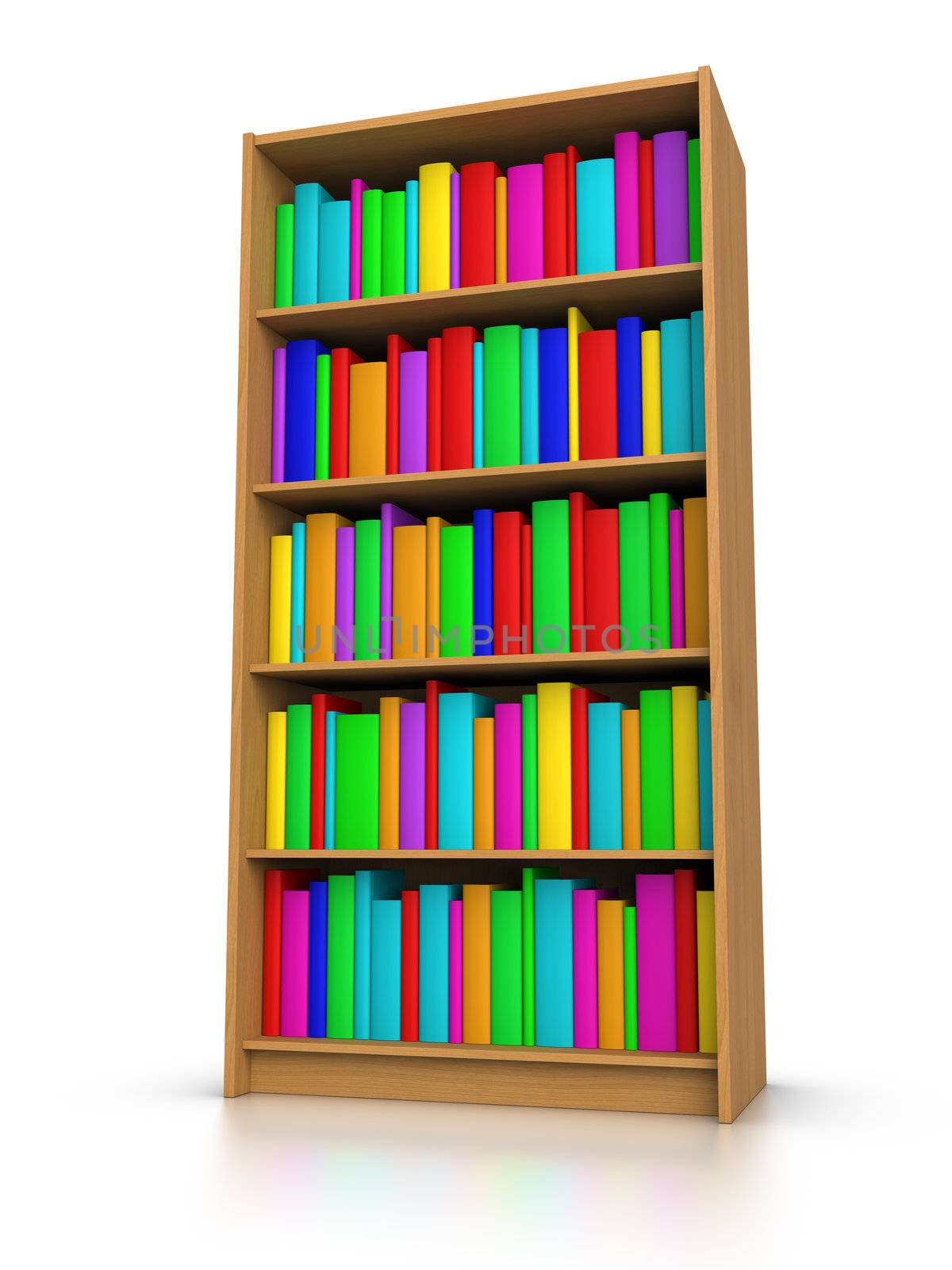 3D rendered Colorful Books in Library.