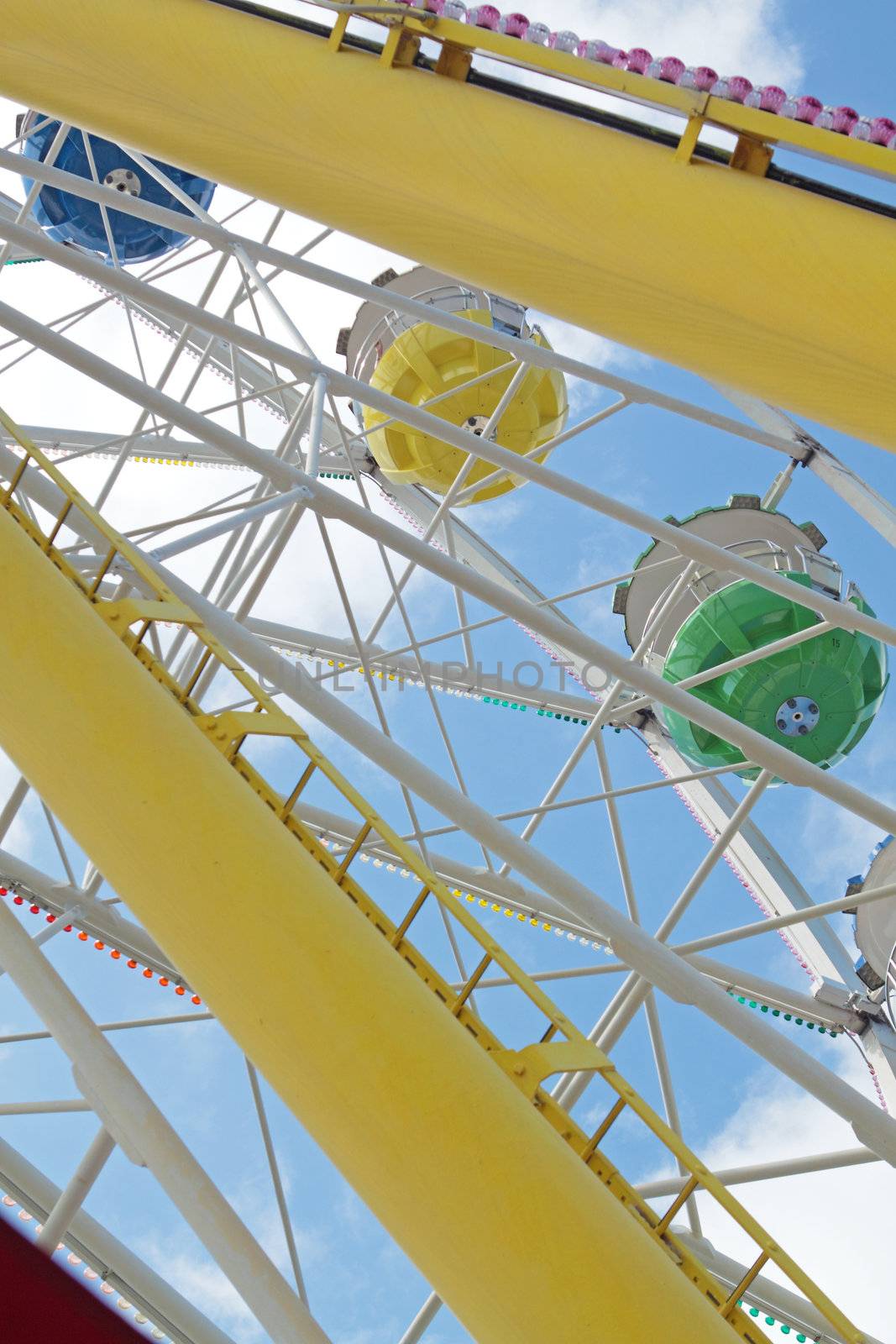 ferris wheel against a blue sky