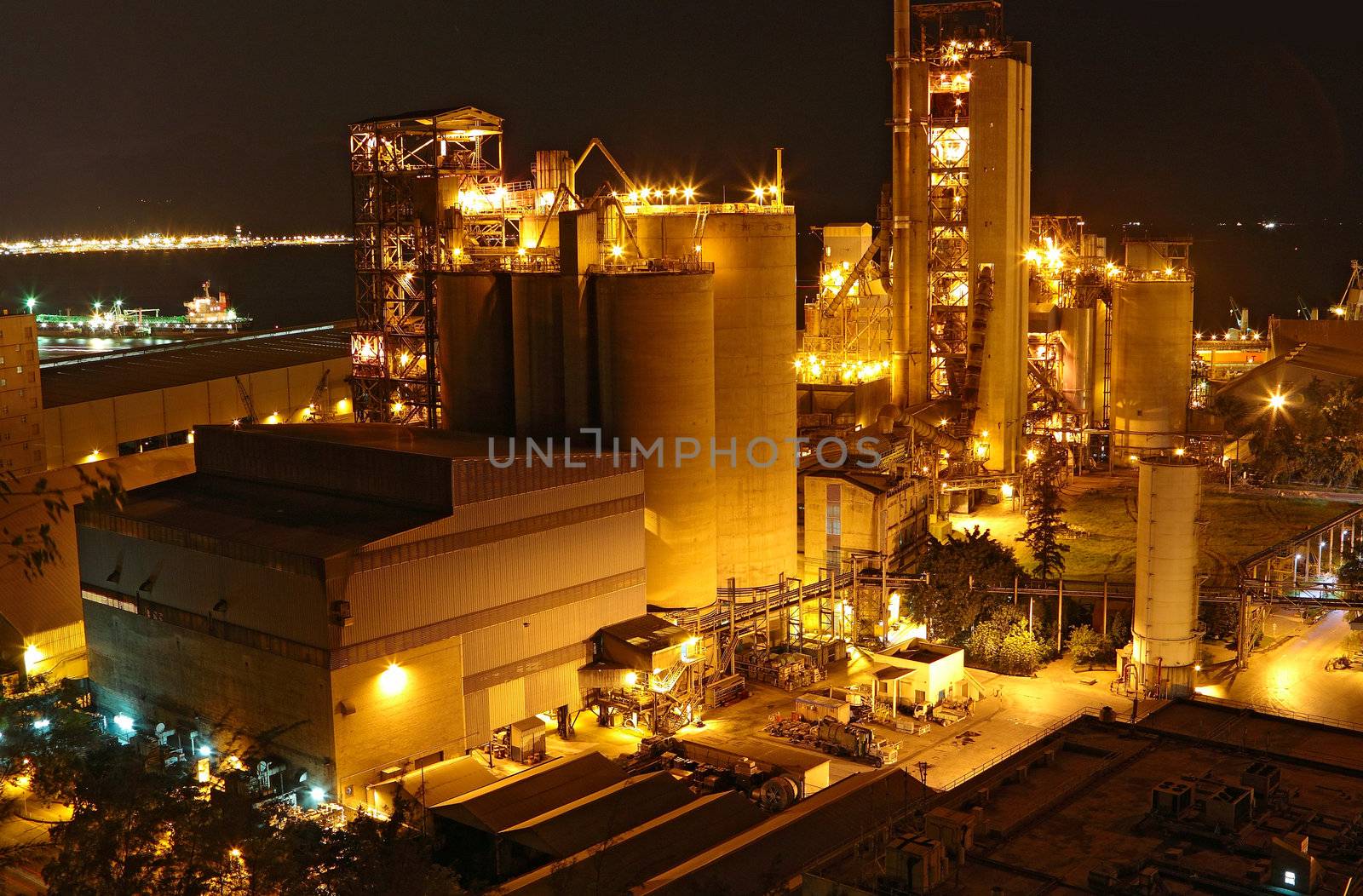 Cement Plant at night