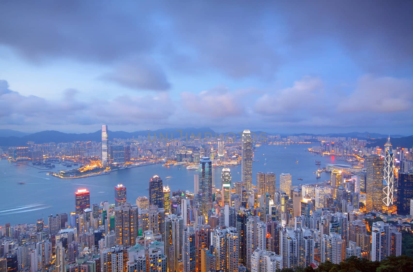 sunset of cityscape in Hong Kong 
