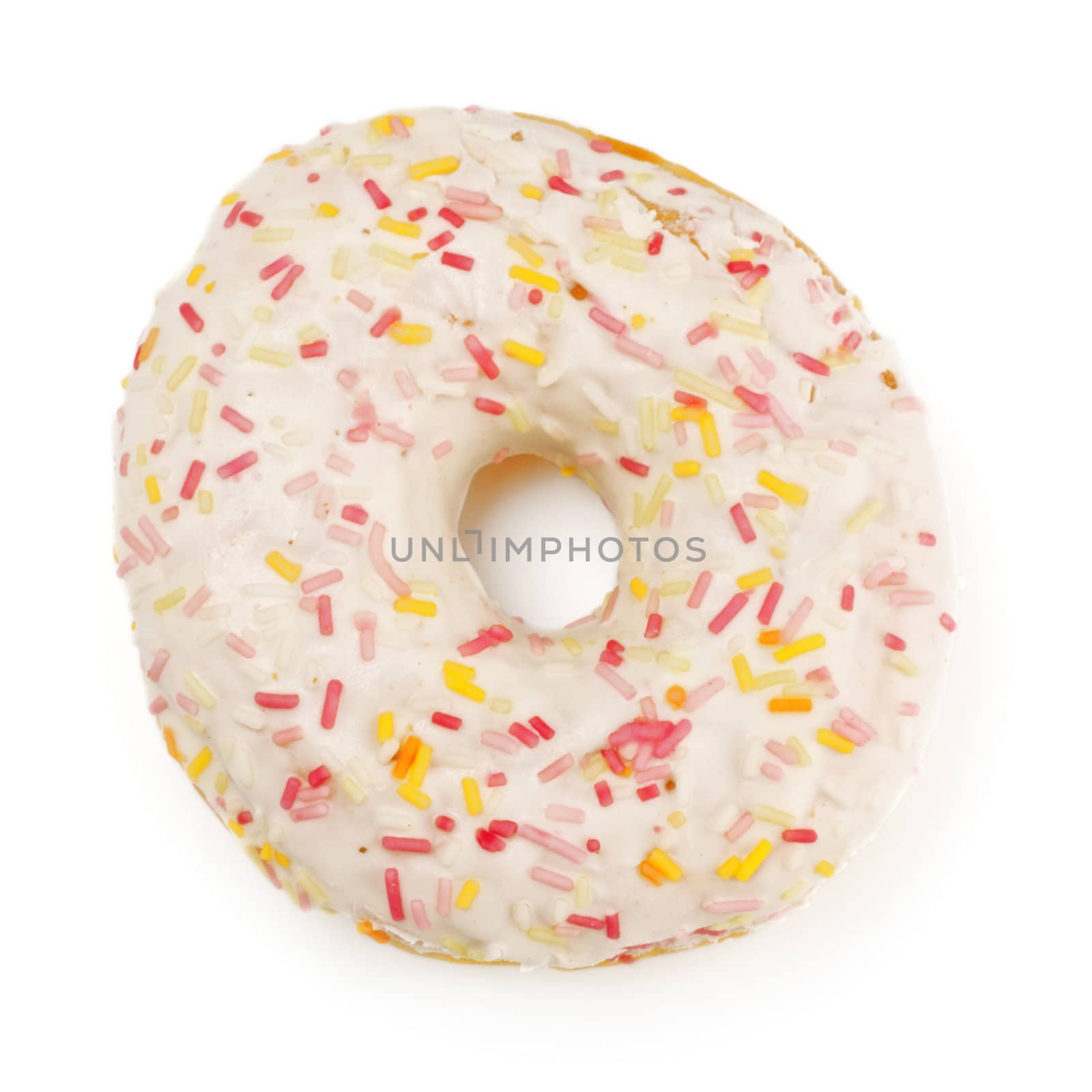 sugar glazed donut, isolated on white