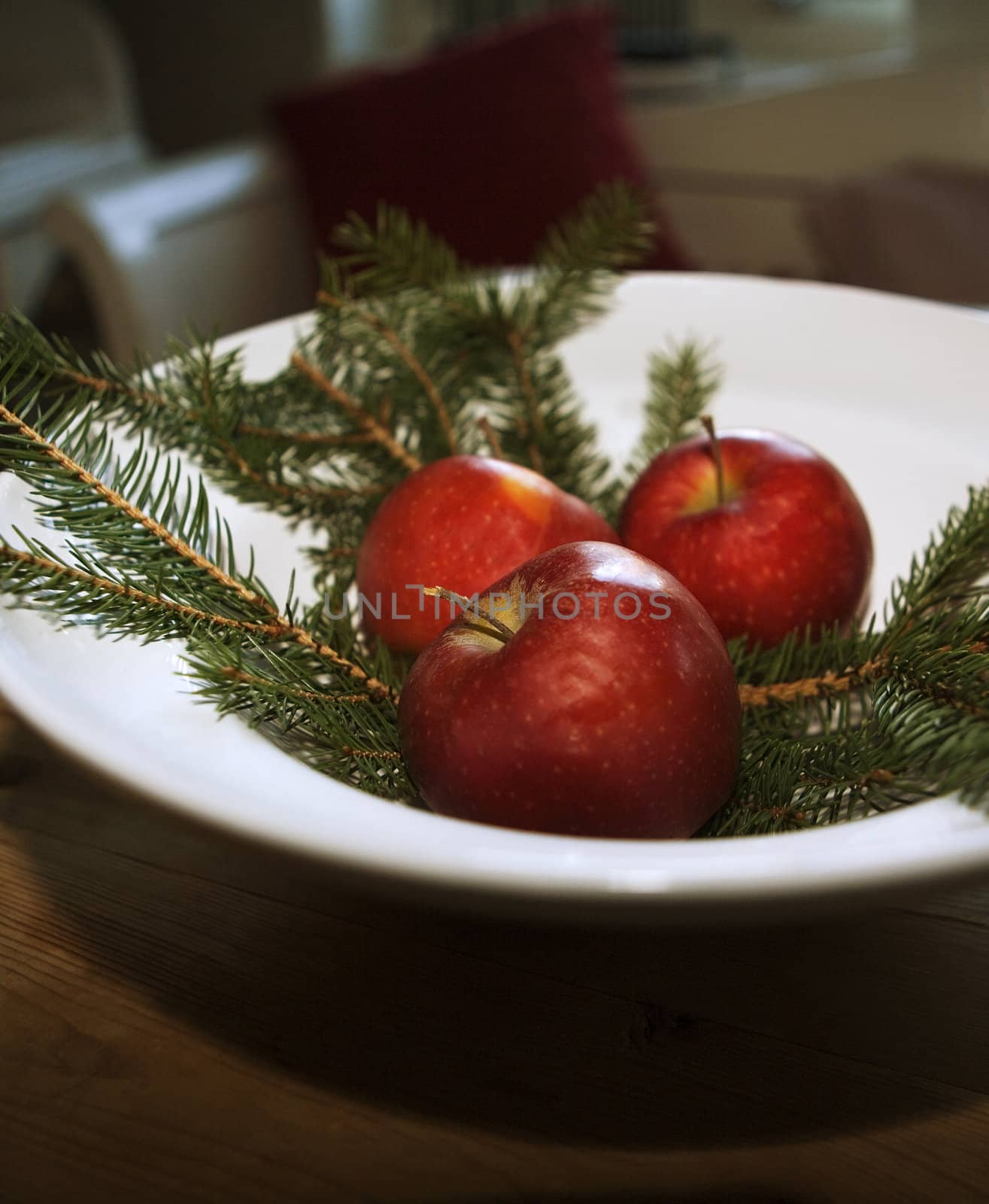 Red Apples and Pine as decoration