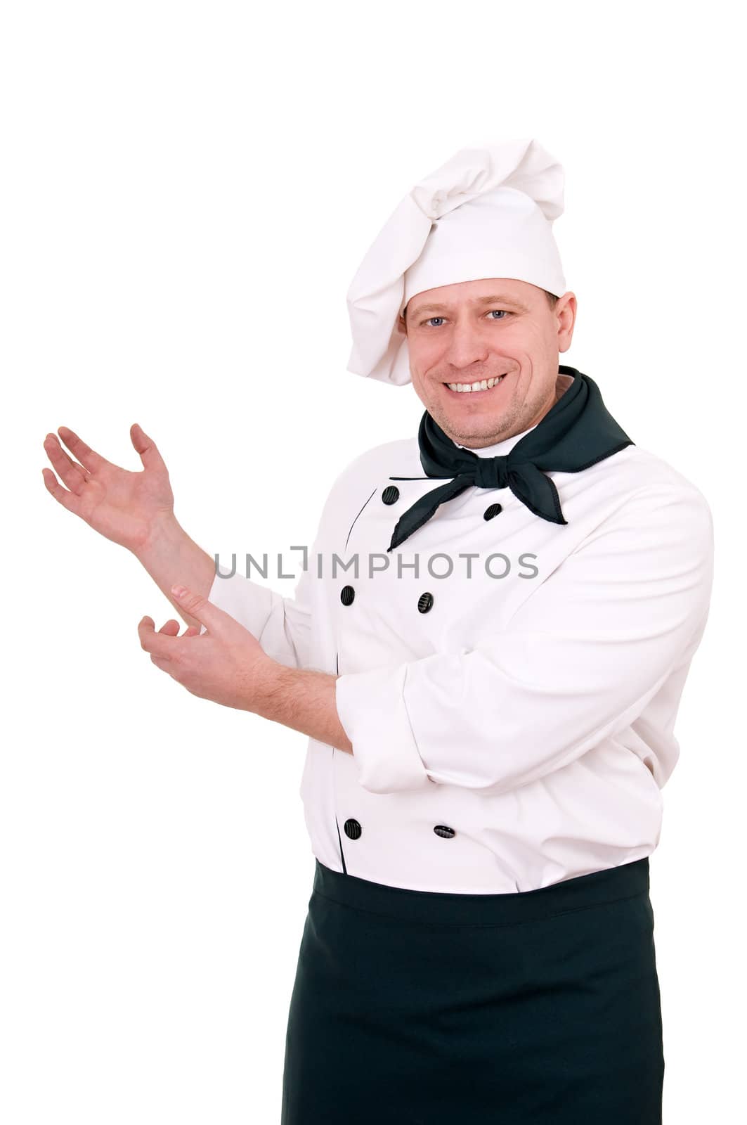 smiling man cook  isolated on white background